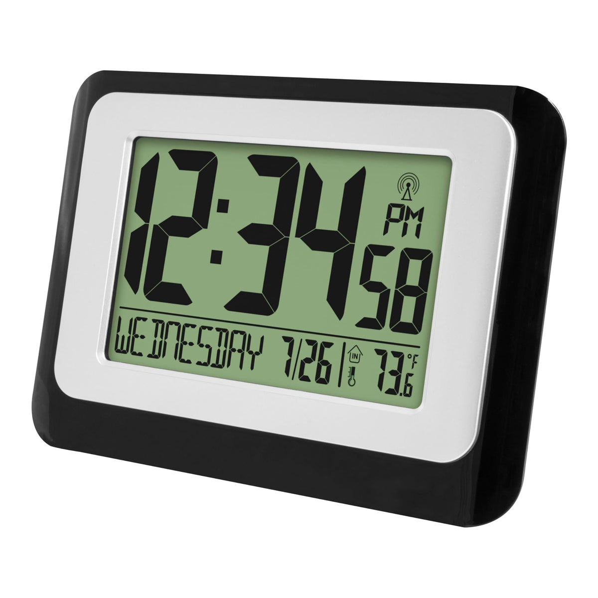 La Crosse Technology W88631 Digital Atomic Black Wall Clock with Temperature