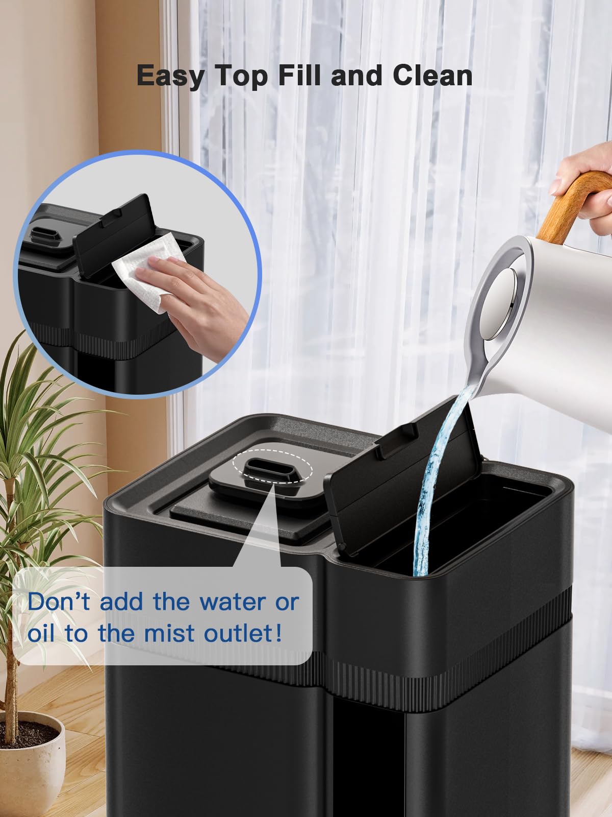 Zeova 13L/3.4Gal Humidifiers for Bedroom, Ultrasonic Warm & Cool Mist Humidifier Large Room, Covers 800ft², 72H Runtime, 24H Timer, 3 Mist Modes Top Fill Quiet Humidifiers for Home, Office, Black