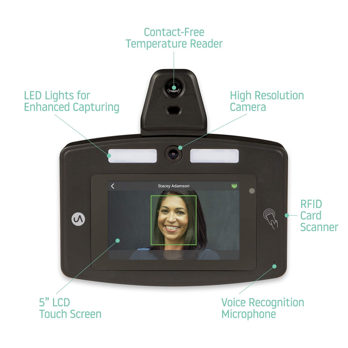 uAttend Touch-Free Voice Control and Facial Recognition Time Clock with Temperature Reader (DR2500)