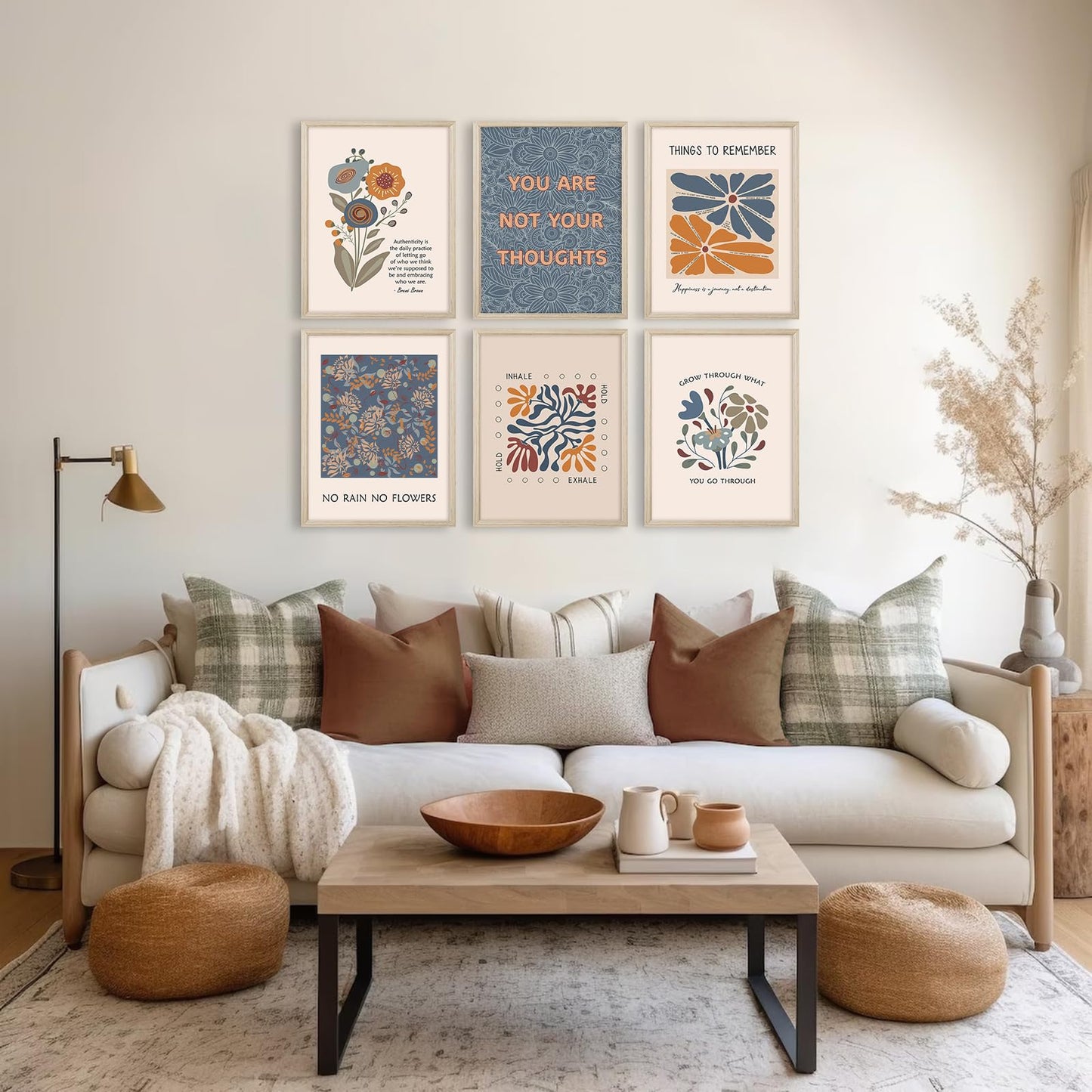 Mental Health Wall Art Poster Motivational Canvas Wall Decor Therapy Office Poster Decor Boho Inspirational Prints Psychology Positive Quotes Pictures Artwork for Classroom 8x10x6 Inch Framed