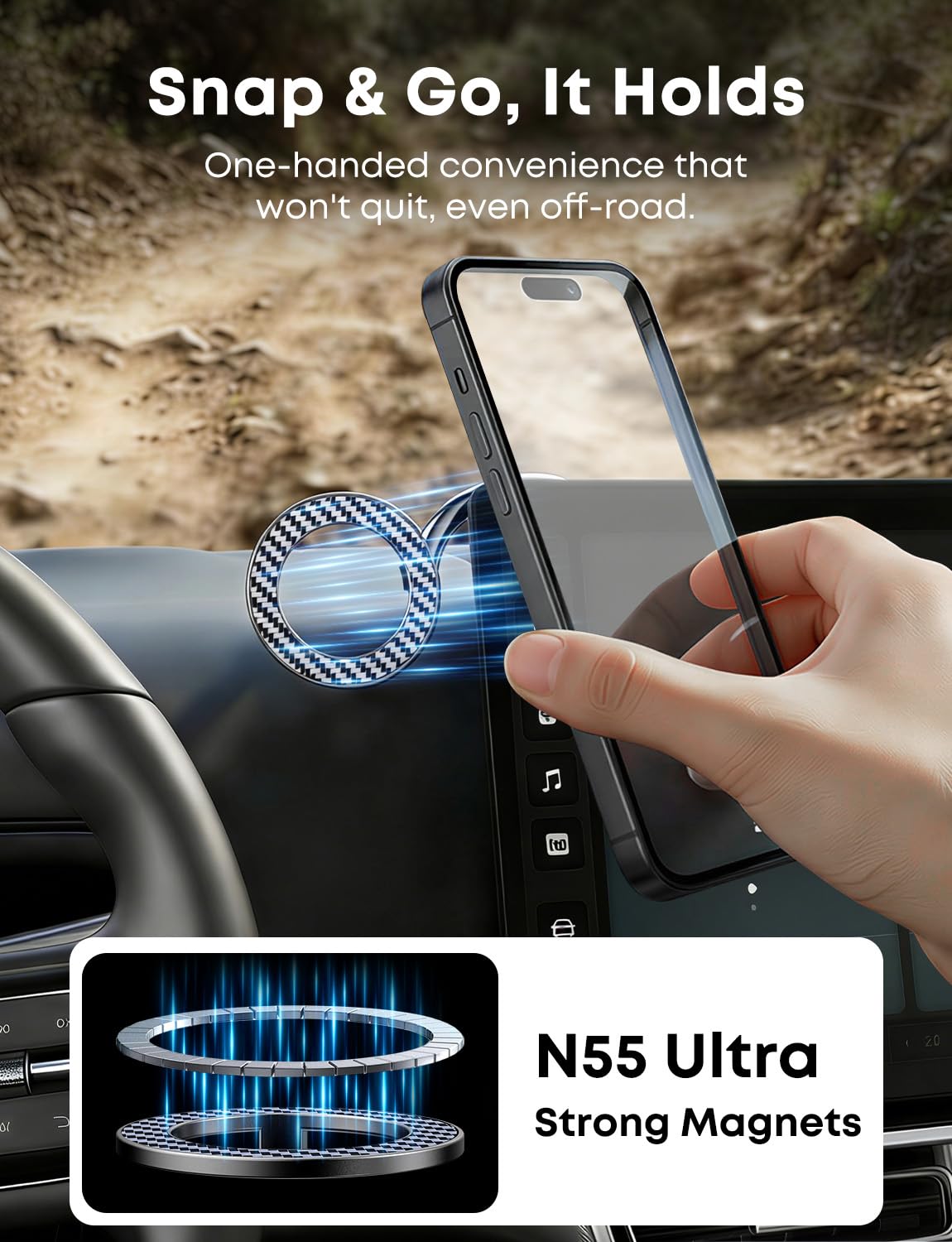 Phone Holder for Your Car for Magsafe, [Extra-Long 4" Arm] Extendable Car Mount for Dashboard Windshield, Cell Phone Automobile Cradles Compatible with iPhone 17 16 15 14 13 12 Pro Max Plus