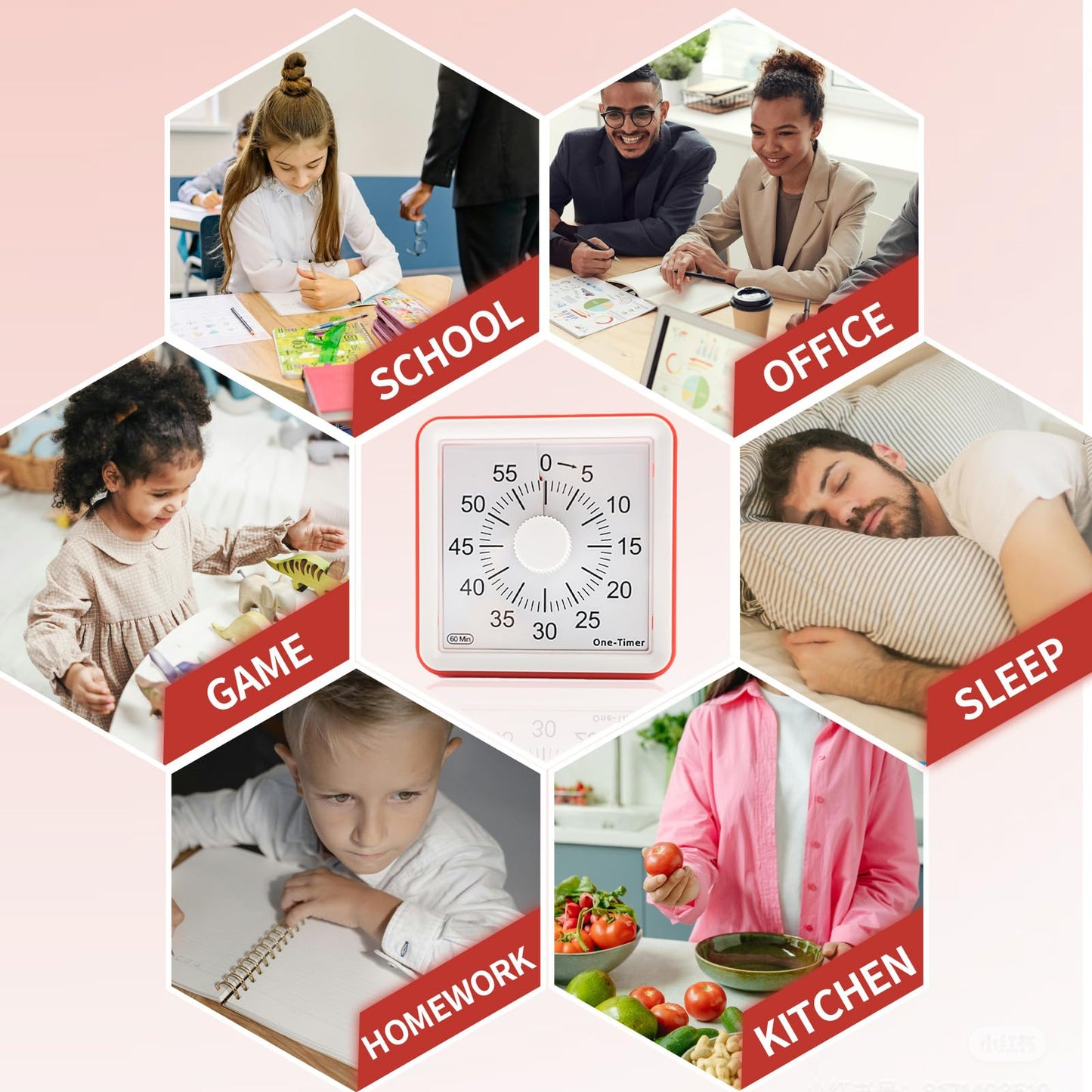 60 Minutes Countdown Visual Timer,Manage Time Well for Kids and Adults,Silent Travel Time Design for Education,Classroom,Home