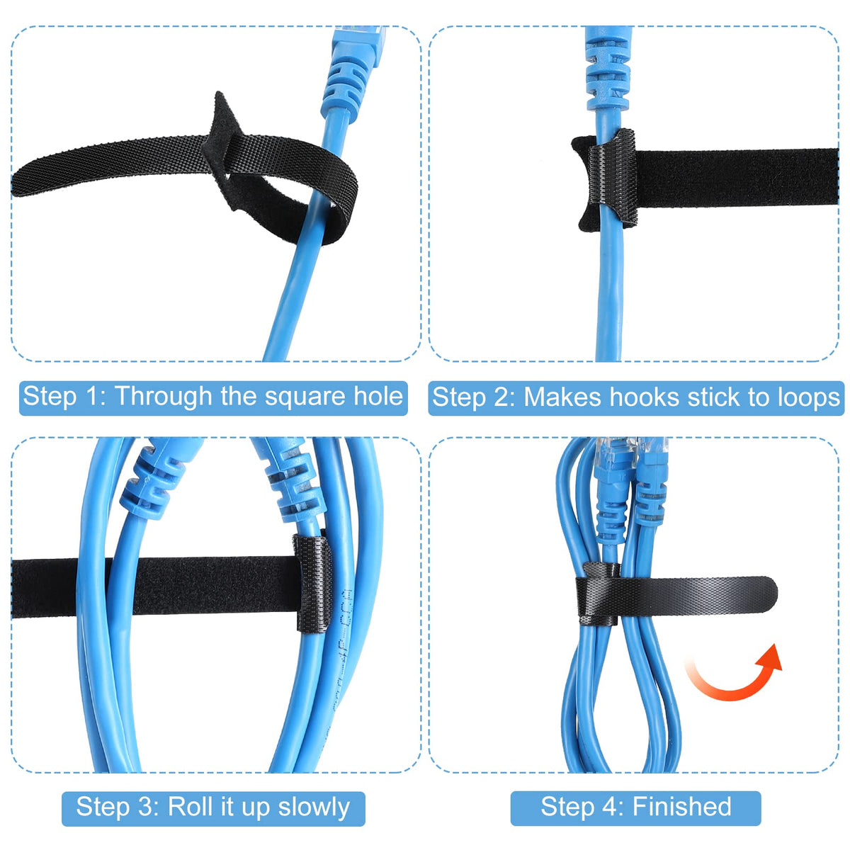 MVYC 120PCS 6 Inch Reusable Cable Ties Wire Ties Cord Organizer Cable Organizer Adjustable Management Black