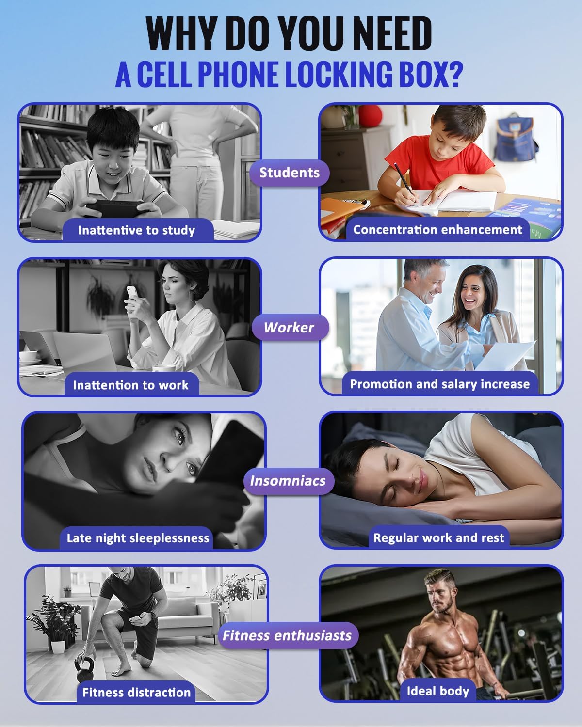 Fullware Portable Phone Lock Box with Timer 99 Hours for iPhone & Android, for College Students, Fitness, ADHD, Self-Control, 60 Days Battery, Focus, Gifts for Student Graduation, College Essentials