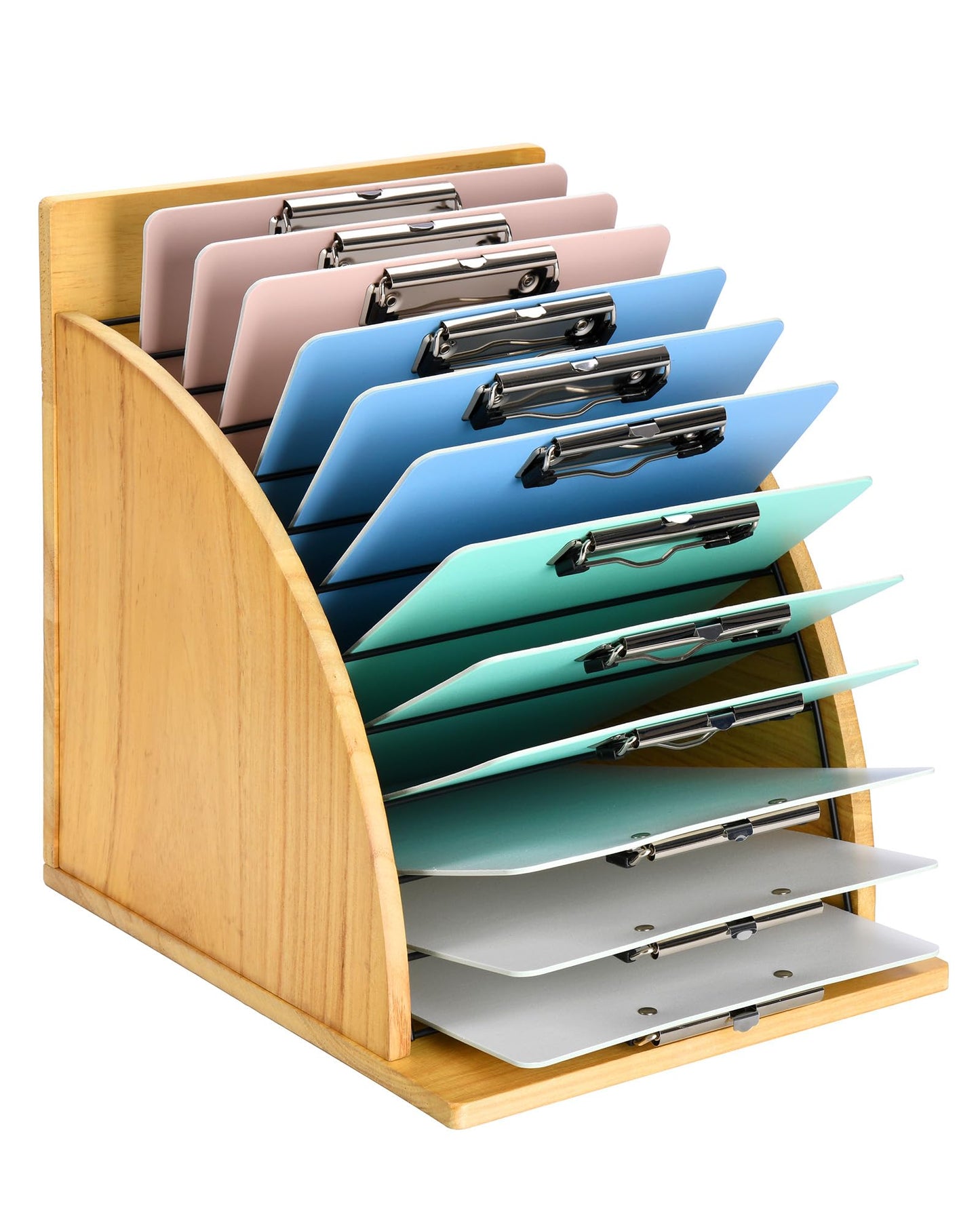 HULISEN Clipboard Holder, Wooden Clipboard Organizer with Raised Side Panel, Clip Board Storage Rack for Classroom and Office, Clip Boards not Included