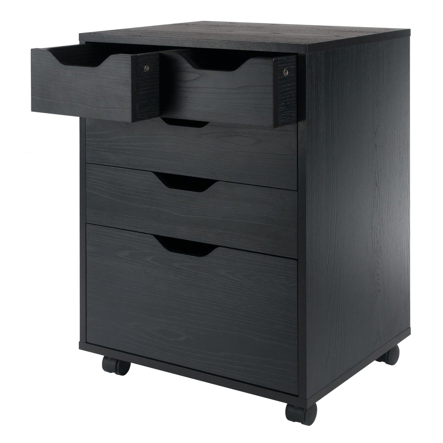 Winsome Halifax Mobile Storage Cabinet with 5 Drawers in Black, Stylish & Functional Home Storage Cabinet for Filing, Kitchen Organization, Moveable Furniture for Office, Dorms, Apartments