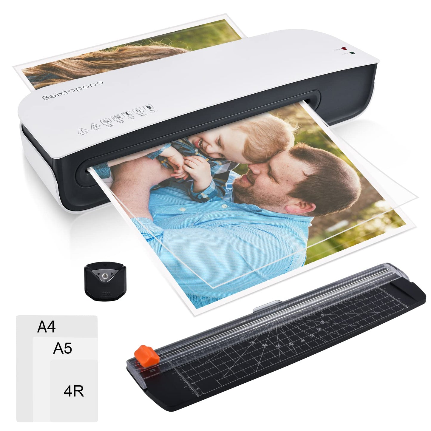 Laminator, A4 Laminater Machine, 9 Inch Thermal Laminater Machine, 4 in 1 Personal Desktop Cold Laminator with Paper Cutter and Corner Rounder 15 Laminating Pouches for Office School Business Use