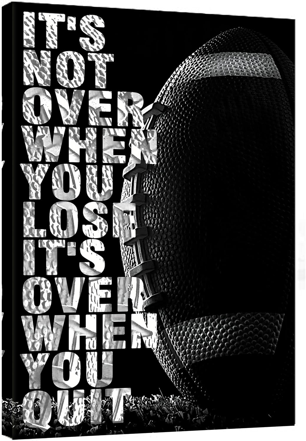 Football Inspirational Wall Art Entrepreneur Quotes Its Not Over When You Lose Canvas Posters -Motivational Sport Canvas Print Frame Picture Painting for Office Kids Boys Bedroom-24"x32"