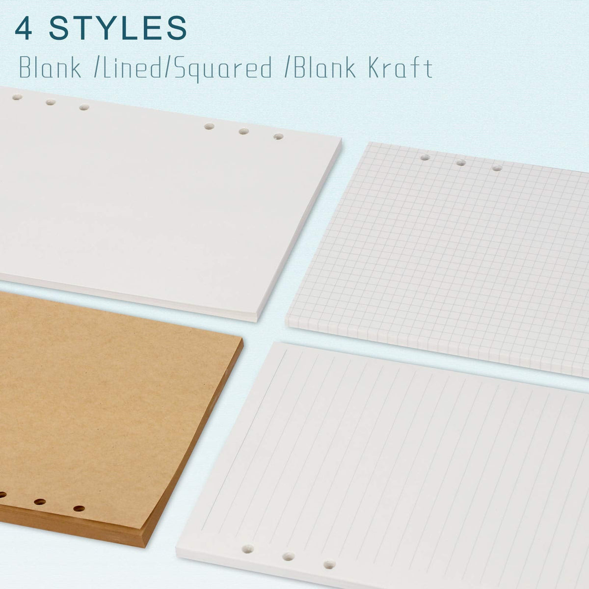 A6 Refill Paper, [3 Pack] Toplive 100GSM Thick Refillable Blank Paper 6 Hole Filler Inserts Loose Leaf Paper 135 Sheets (270 Pages) for 6 Ring Binder Journal Notebook