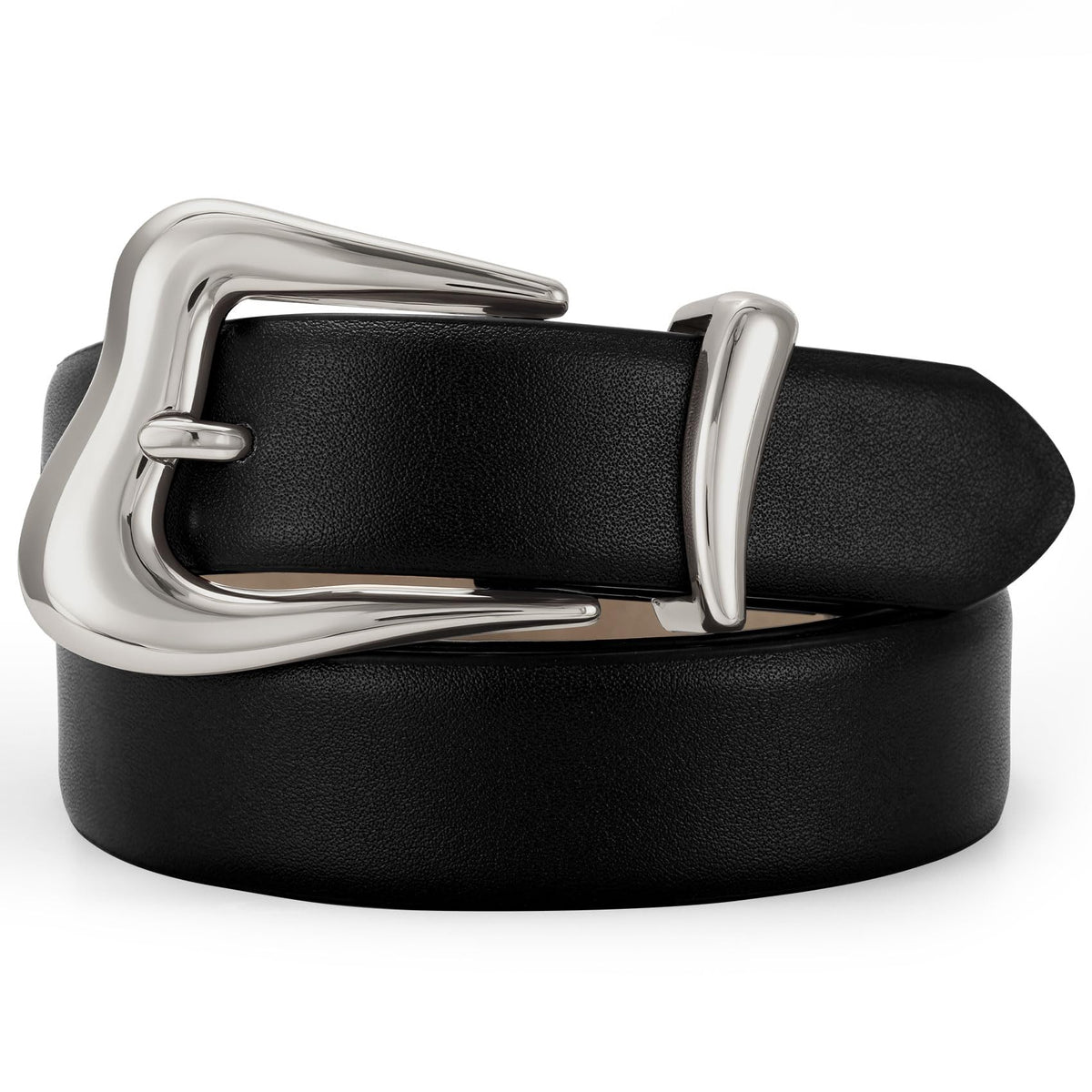 TRIWORKS Women's Belts for Jeans Pants Sliver Buckle Fashion Waist Belts for Ladies Leather Belts