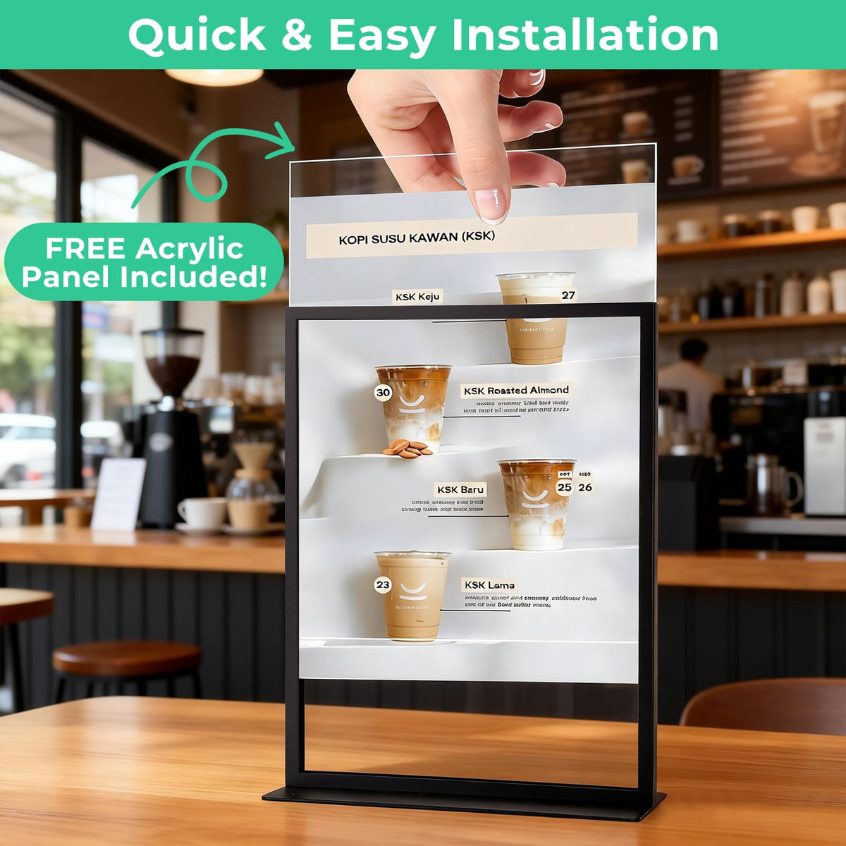 PUEGA 2pack Tabletop Metal Sign Holder, 8.5"x11" Stainless Steel Double Sided T Shape Menu Display Stand for Office Store Restaurant Hotels