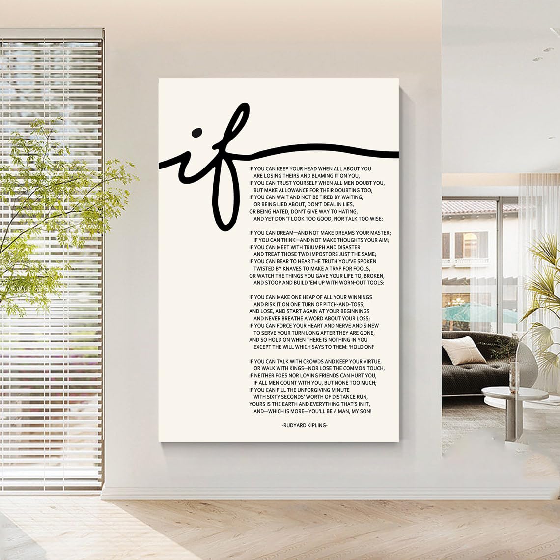 Mokihidream If Poem Inspirational Framed Canvas Print Wall Art If Poem by Rudyard Kipling Motivational Poetry Wall Decor If Poster Font Quote If Kipling Home Office Inspirational Literature Art