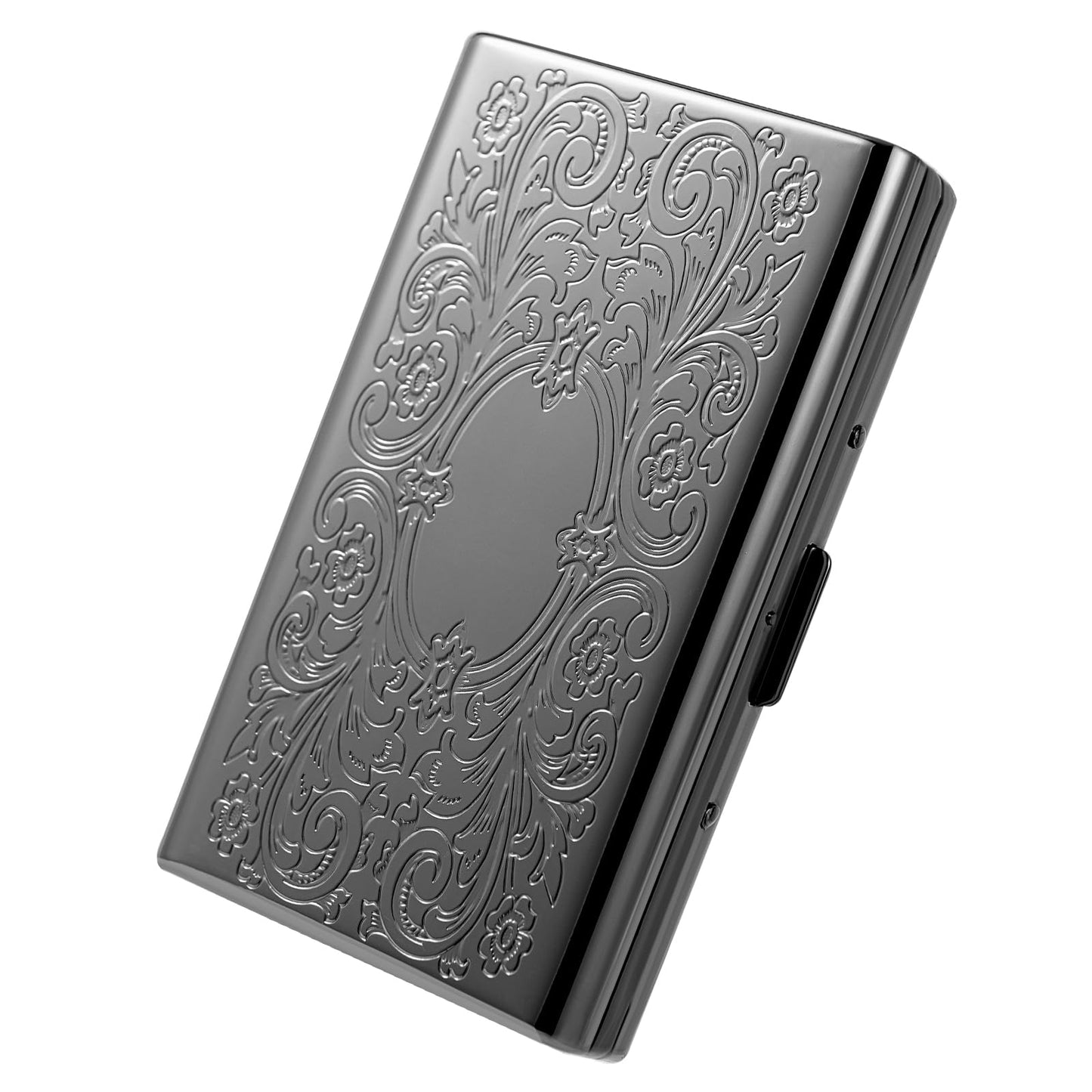 Classic Vintage Metal Women's and Men's Portable Cigarette Case, RFID Credit Card Wallet. (Figure Black, 12pcs 100mm)