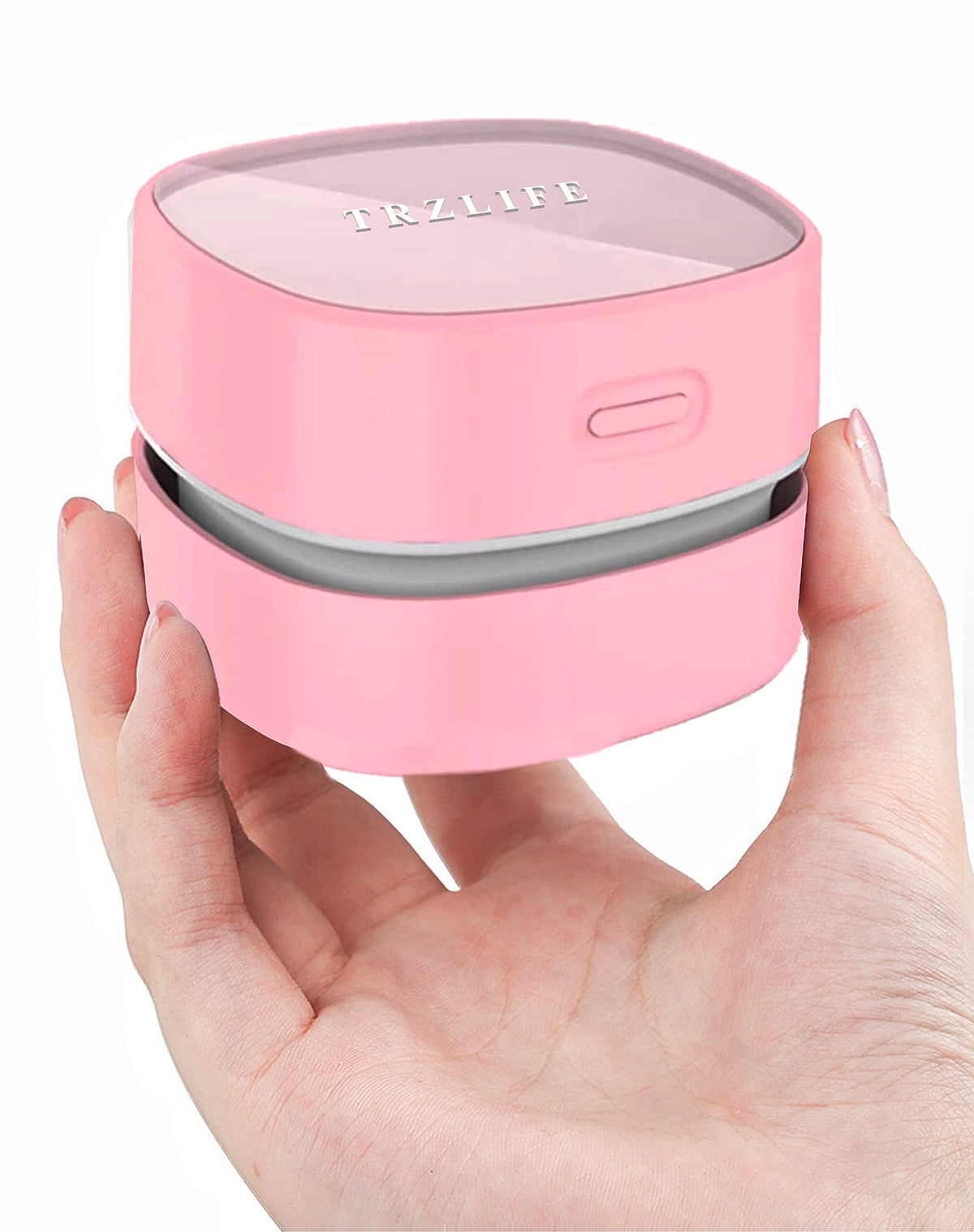 TRZLIFE USB Rechargeable Mini Desk Crumb Vacuum, Portable Cordless Desktop Cleaner for Keyboard, Desktop, Countertop, Drawer, Ideal Office Accessory, Pink