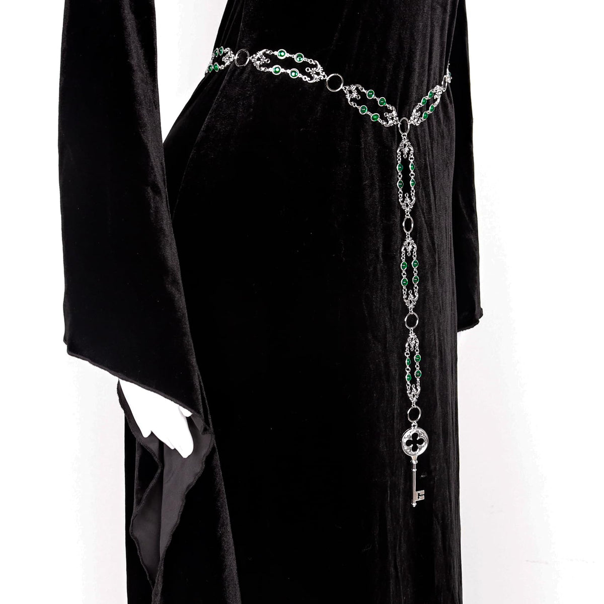 L'VOW Women Renaissance Belt Viking Witch Belt Green Waist Metal Chain Belt for Medieval Dresses