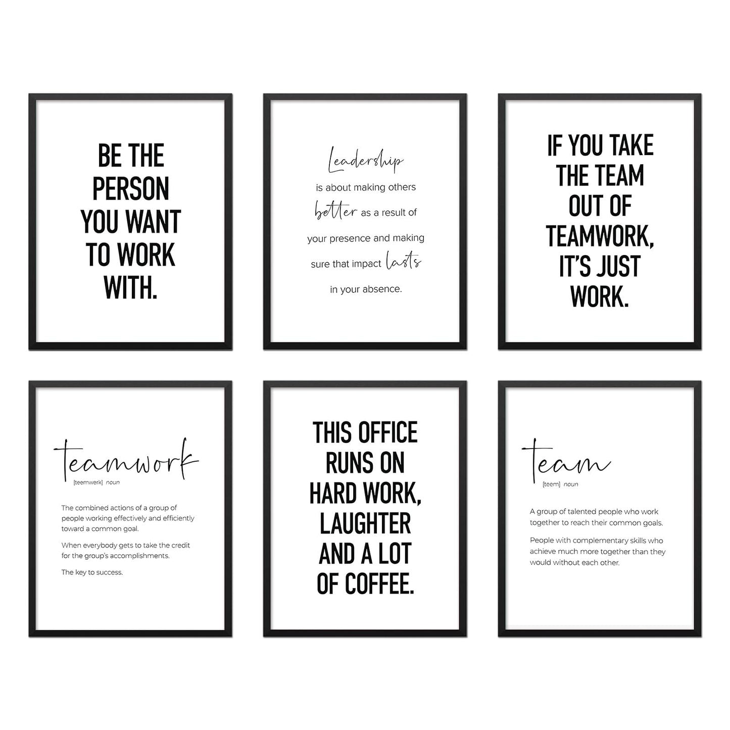 Modern Office Wall Art Motivational Posters Set of 6 Office Decor for Women Funny Team Posters Teamwork Inspirational Wall Art Positive Modern Decor Poster Canvas Print Unframed