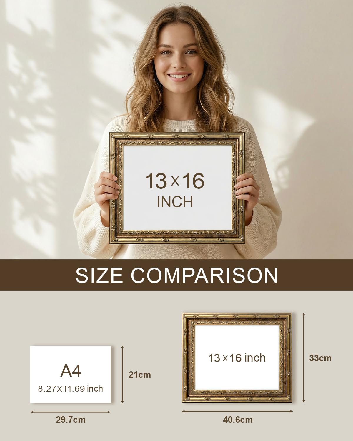 InSimSea 13x16 Gold Framed Vintage Wall Art with Glass, Sketch Oak Tree Landscape Canvas Prints, Rustic Farmhouse Botanical Artwork for Living Room Bedroom Bathroom Office