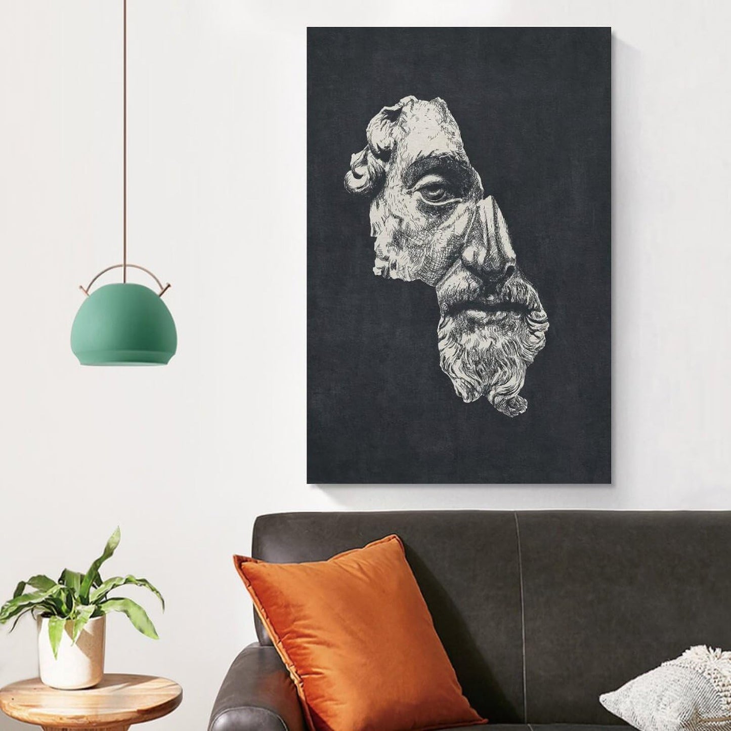 Marcus Aurelius Antoninus Ink Dark Stoic Philosophy Portrait Canvas Printing Wall Art Prints Wall Decor Posters Scandinavian Bohemian Living Room Bedroom Office Study 16x24inch(40x60cm)