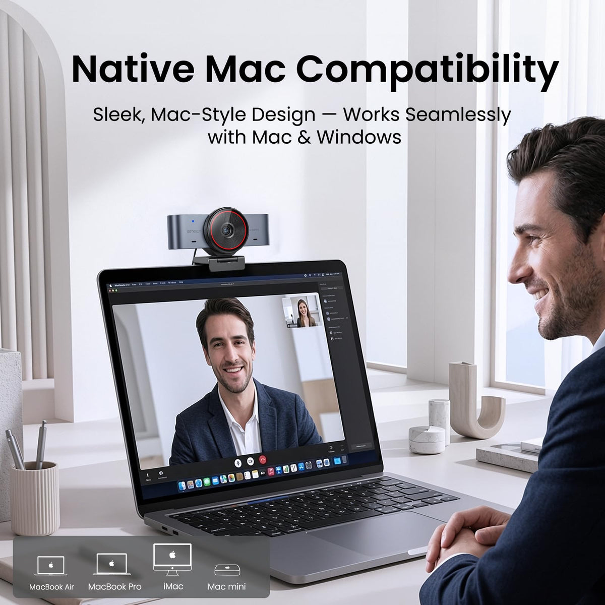 EMEET C960 Ultra 4K Webcam for Mac & PC, 1/1.5" Large Sensor, Metal Body, 0.2s Autofocus, DRC, Whiteboard Mode, Built-in Privacy Cover, 2 Mics, USB Webcam 4K for Meetings, Streaming & Content Creation