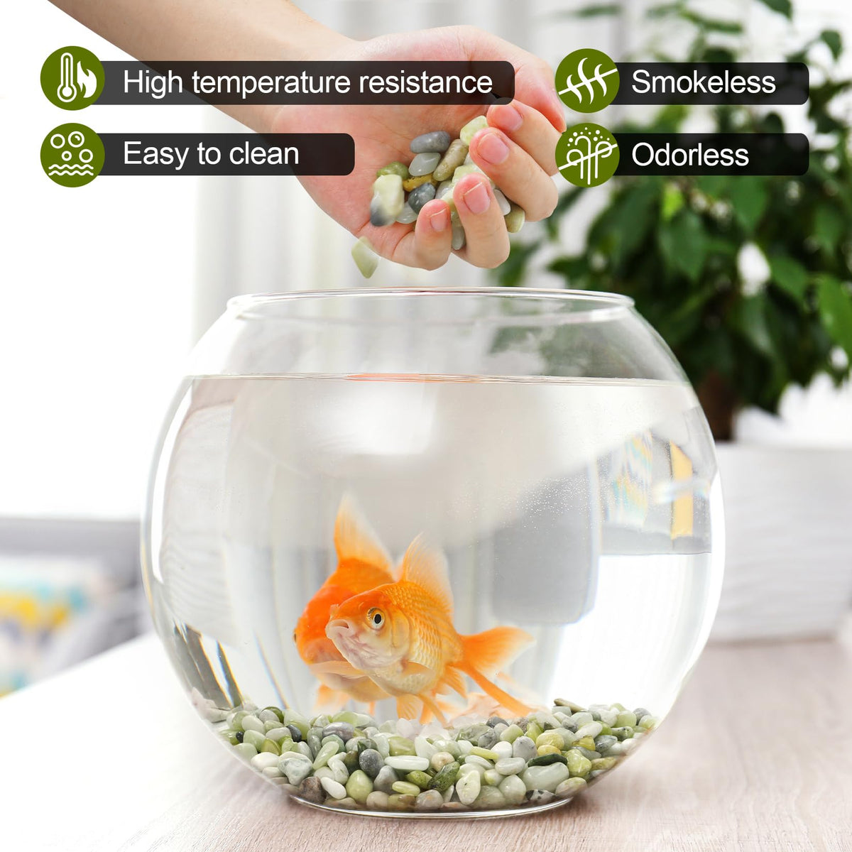 RUOJAS 2.2 lb Jade Pebbles for Indoor Plants, 1/2 Inch Polished Decorative Pebbles for Vase, Bamboo, Succulent, Garden Landscape Decoration River Stone