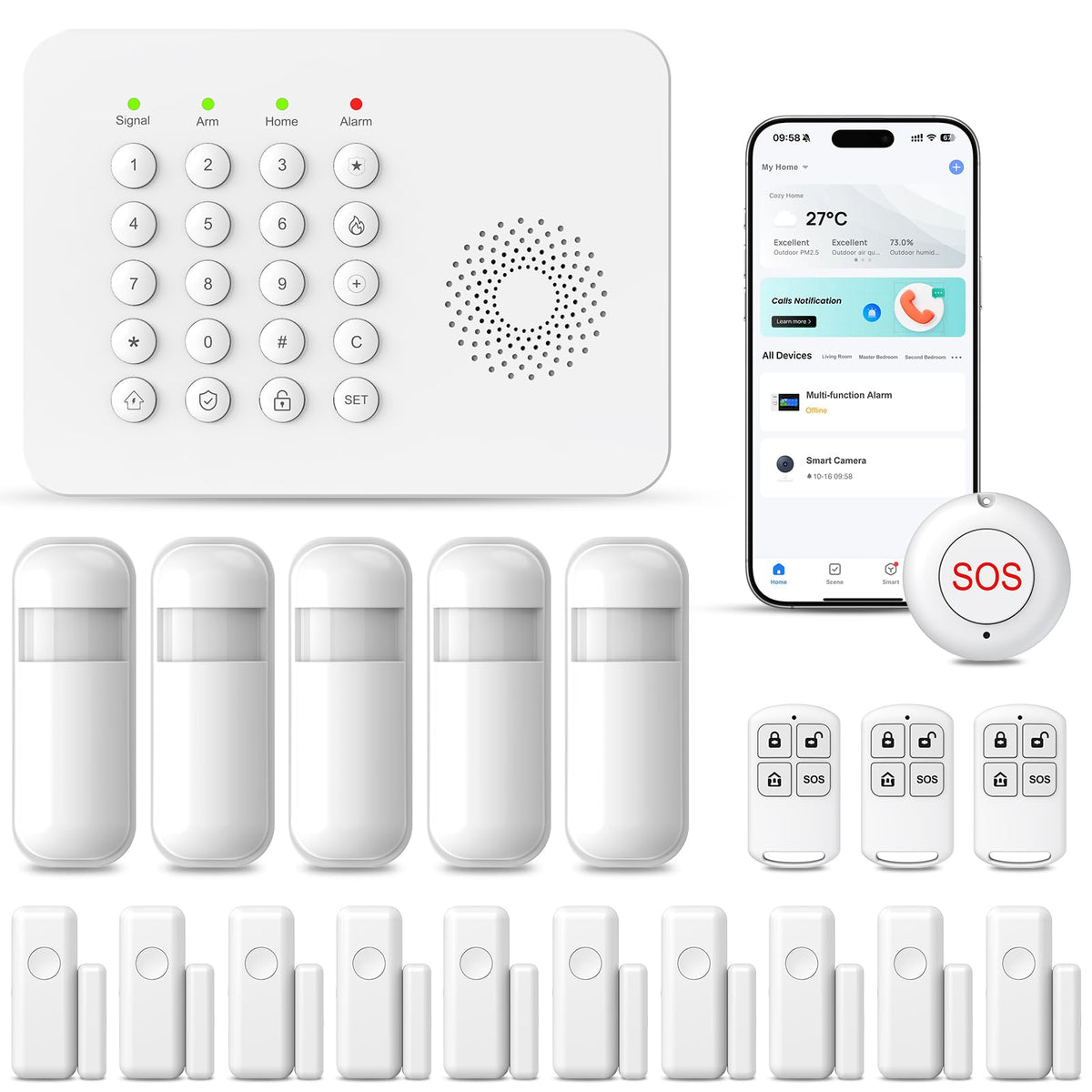 PGST Wireless Home Security Alarm System, DIY Anti-Theft Alarm Kit with Door Window Sensors, Motion Detector, Remote Control for Home Apartment Office Garage