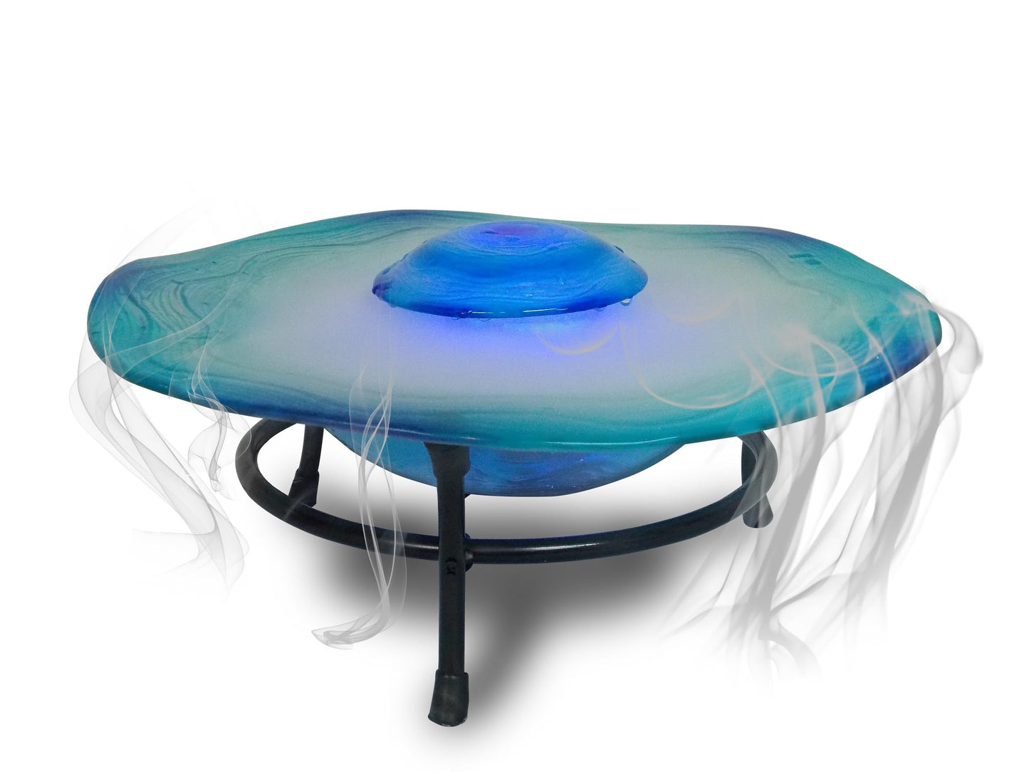 XBrand 8" Color-Changing LED Mist Indoor Tabletop Fountain, Freestanding Water Feature with Inline Control, Aromatherapy Humidifier, Glass & Metal, Blue