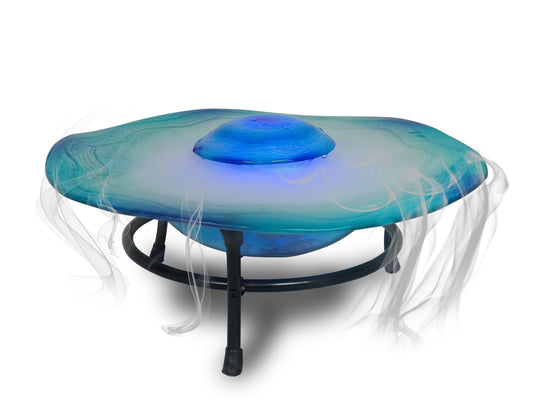 XBrand 8" Color-Changing LED Mist Indoor Tabletop Fountain, Freestanding Water Feature with Inline Control, Aromatherapy Humidifier, Glass & Metal, Blue