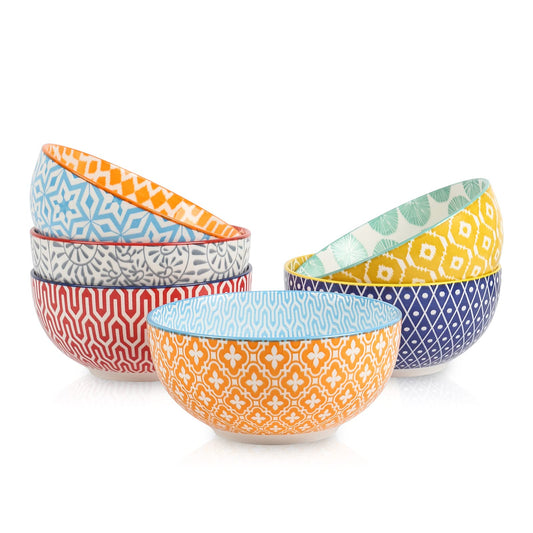 Selamica Ceramic Cereal Bowls Set of 6, 24 Oz Deep Soup Bowls for Kitchen, 5.9 Inch Dessert Bowls for Salad, Pasta, Oatmeal, Ramen, Microwave Dishwasher Safe, Set of 6, Assorted Colors