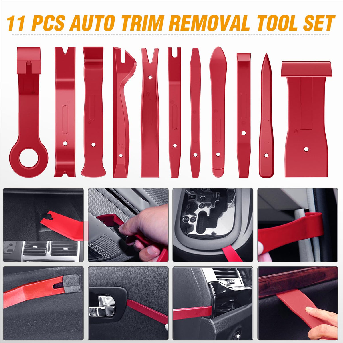 GOOACC 330Pcs Trim Removal Tool, Auto Push Pin Bumper Retainer Clip Set Fastener Terminal Remover Tool Adhesive Cable Clips Pry Kit Car Panel Radio Removal Auto Clip Pliers, Red