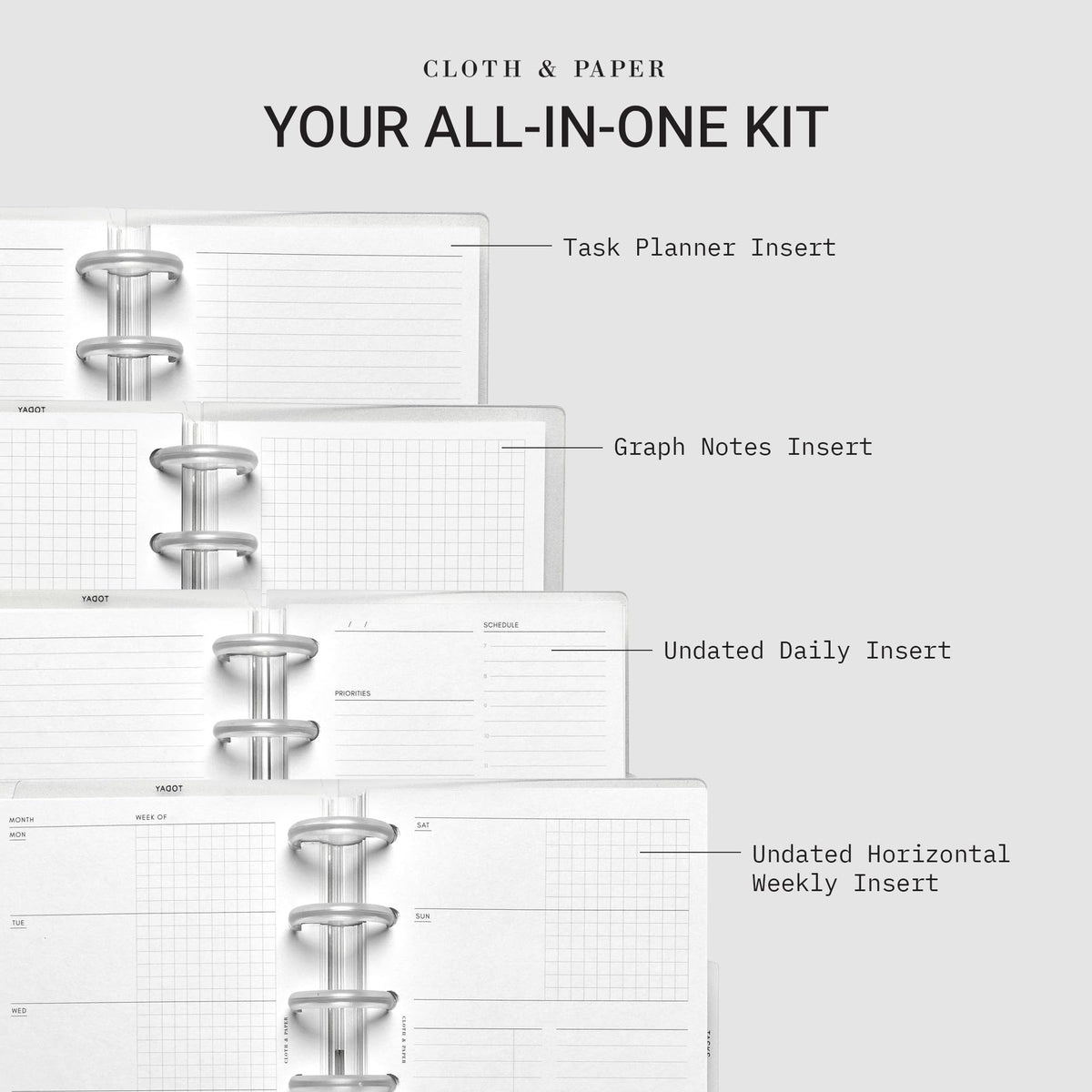 Cloth & Paper FORMA Modular Planner System – Premium Discbound CP Petite Undated Planner with Clear Discs, Covers, Dividers, Today Tab, Stickers & Inserts – Customizable Refillable Planning Organizer