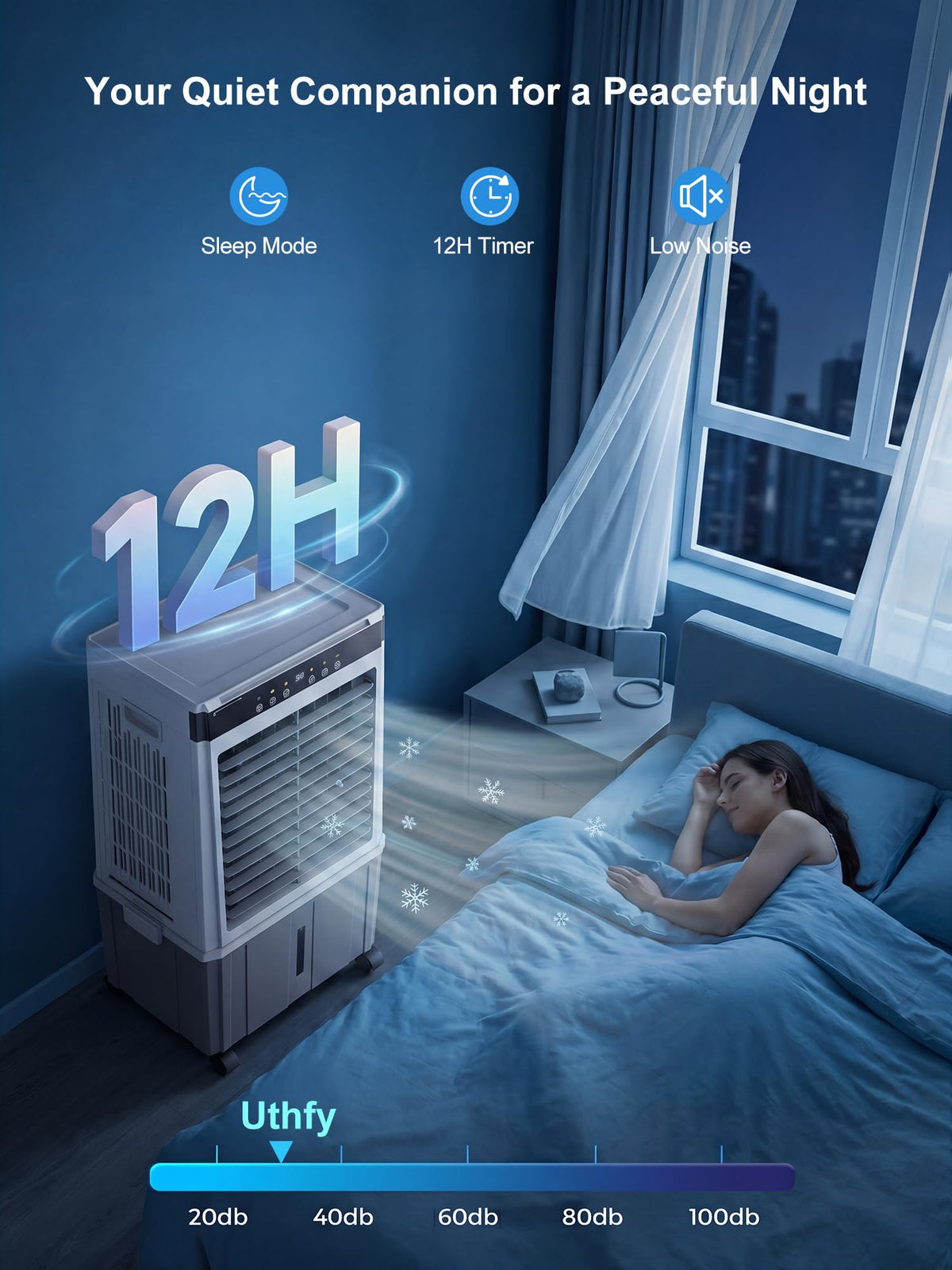 Uthfy 2026 Upgraded 2000CFM Swamp Cooler, Evaporative Air Cooler with 3-Sided Cooling Pad, 6 Gal Detachable Water Tank, 4 Mode, 120° Oscillation,12H Timer, Cooling Fans for Bedroom, Garage