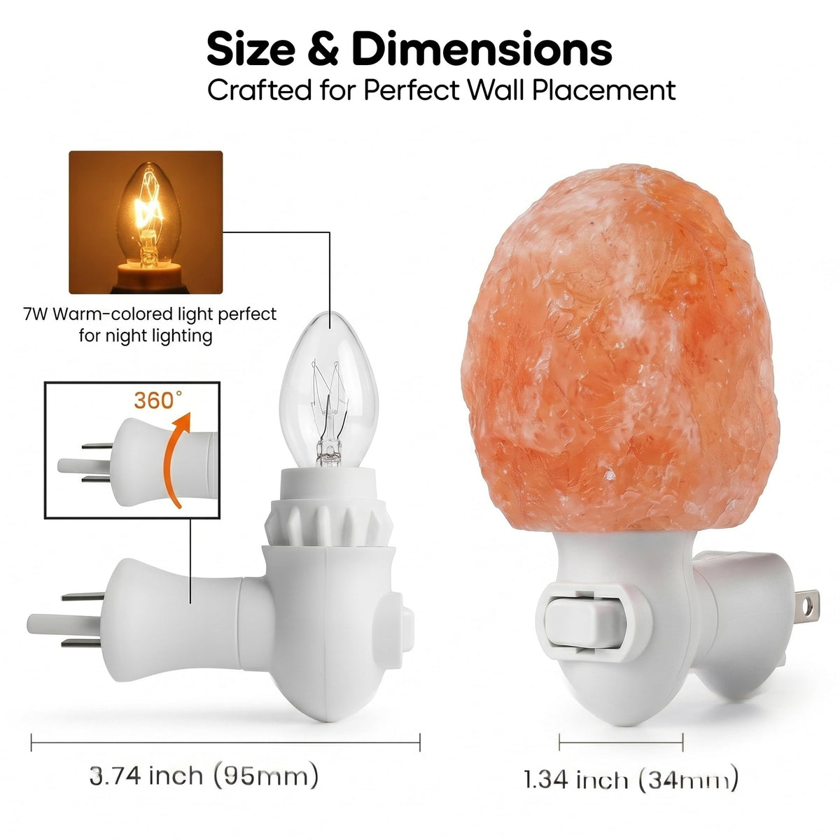 SAF Naturals Himalayan Natural Salt Wall Light Rock Shape, Hand Carved, Warm Amber Glow Night Light, Hallway & Living Room Lighting Decor