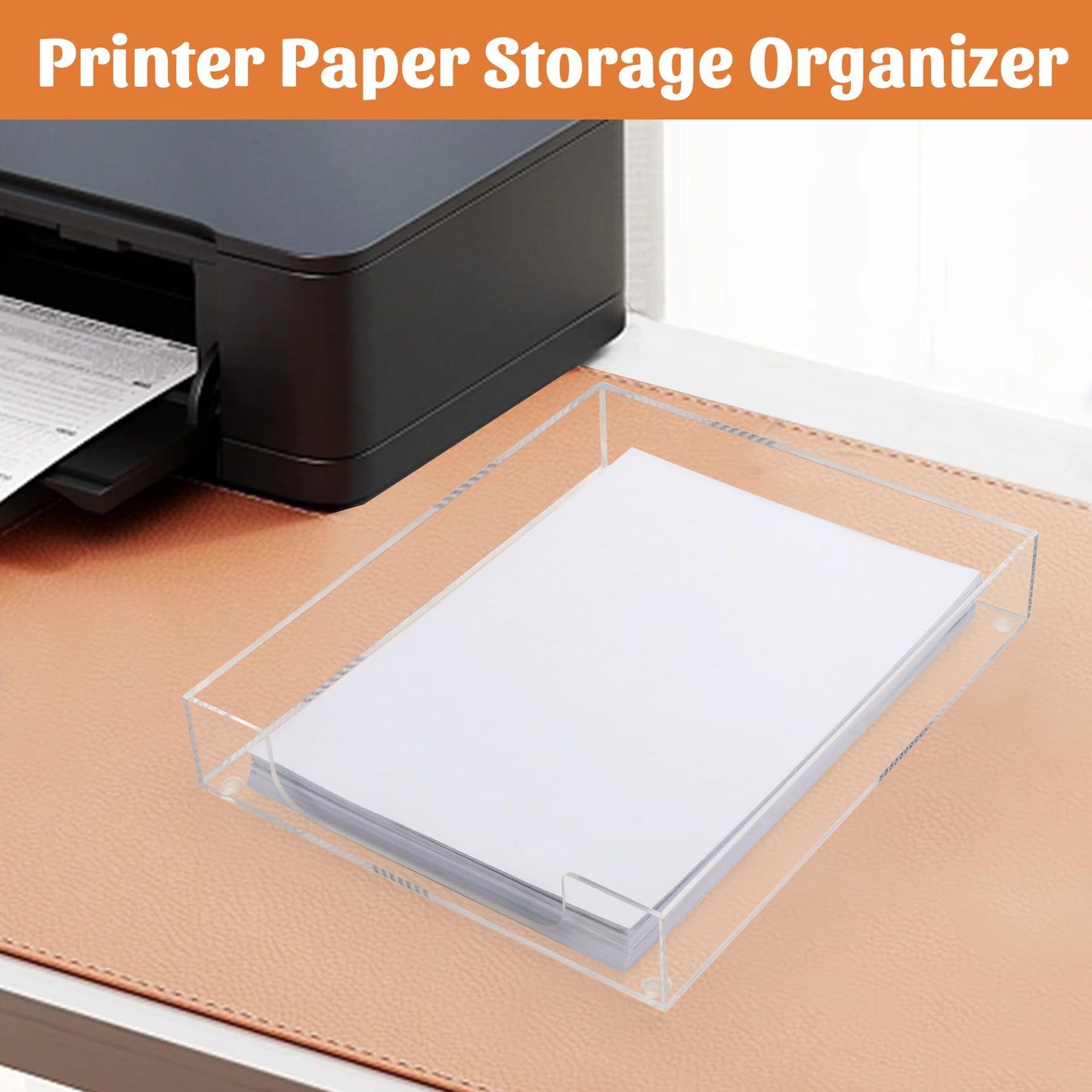 AZFUNN Letter-Size Tray Desk Letter Tray Paper Tray, Sturdy Heavy-Duty Plastic Printer Paper Tray, Single-Tier Stackable File Storage Organizer for Office Home (Clear)