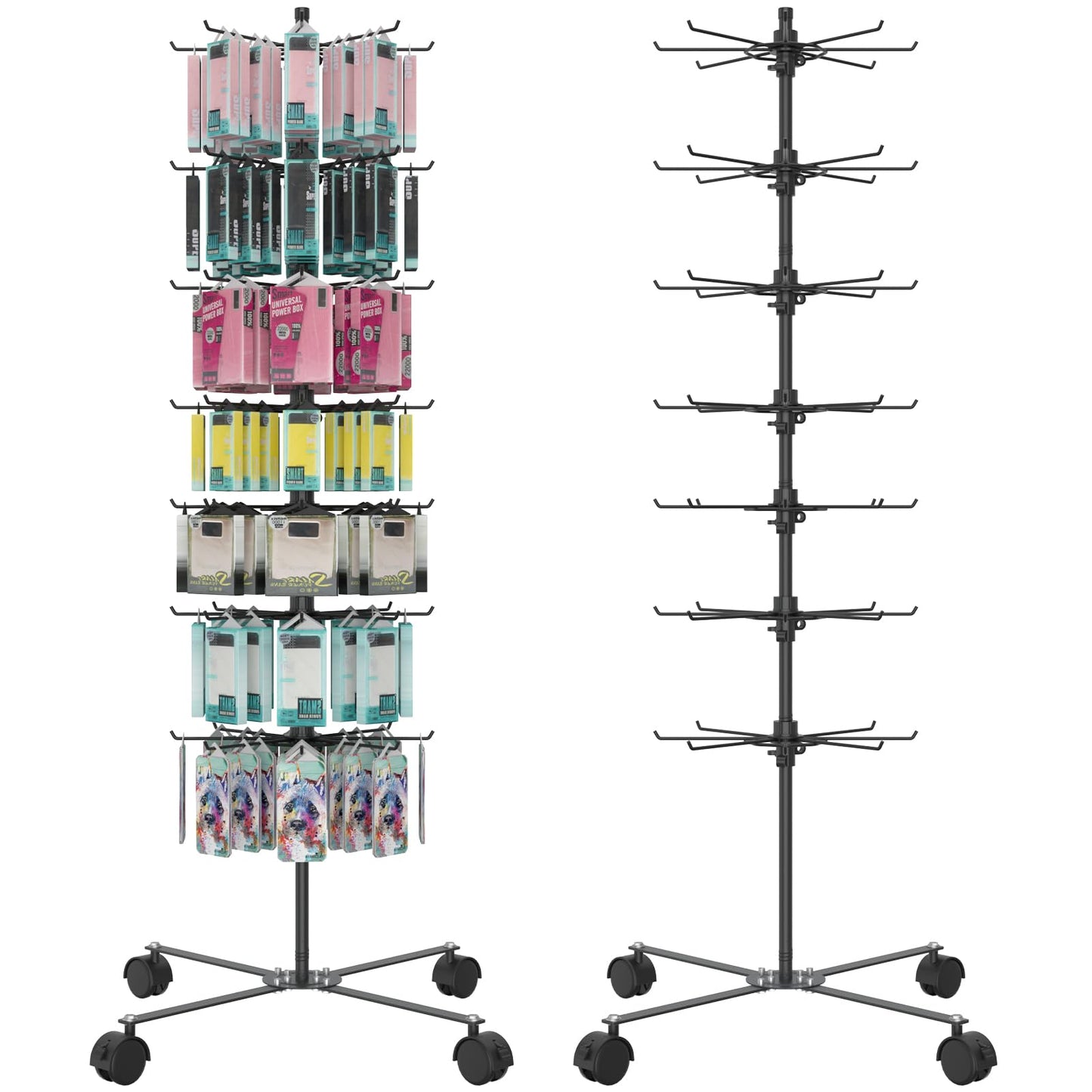 Scisum Retail Display Stand 7 Layer - Alloy Steel Jewelry Display for Vendors - 360°Rotating Display Stand for Jewelry, Key Chain, Cotton Candy