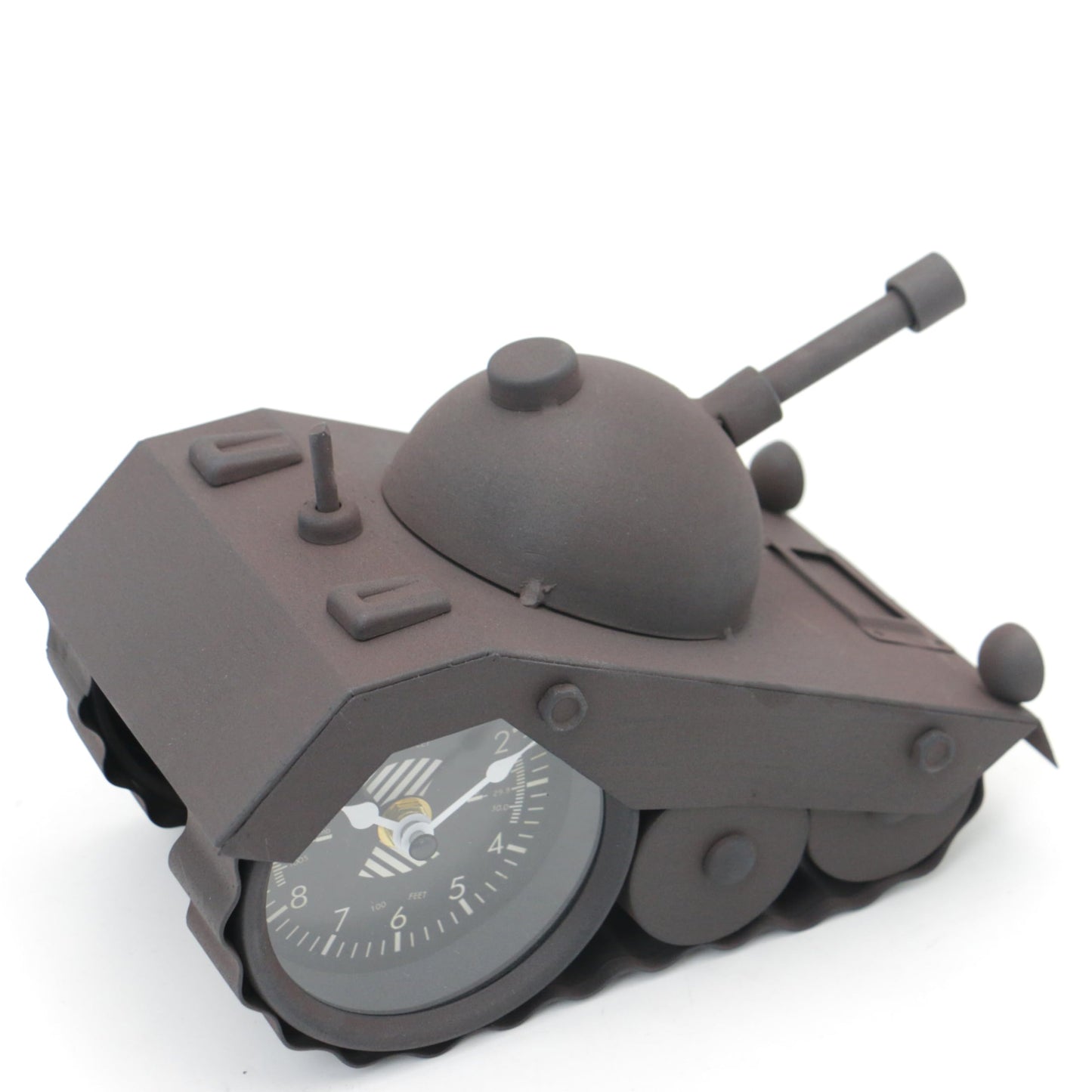 AOROTOE Army Tank Desk Clock for Men - Military Veteran Gifts, Silent Non-Ticking Metal Tank Sculpture, Man Cave Office Desk Decor Handcrafted 8.6×5.1 Inches