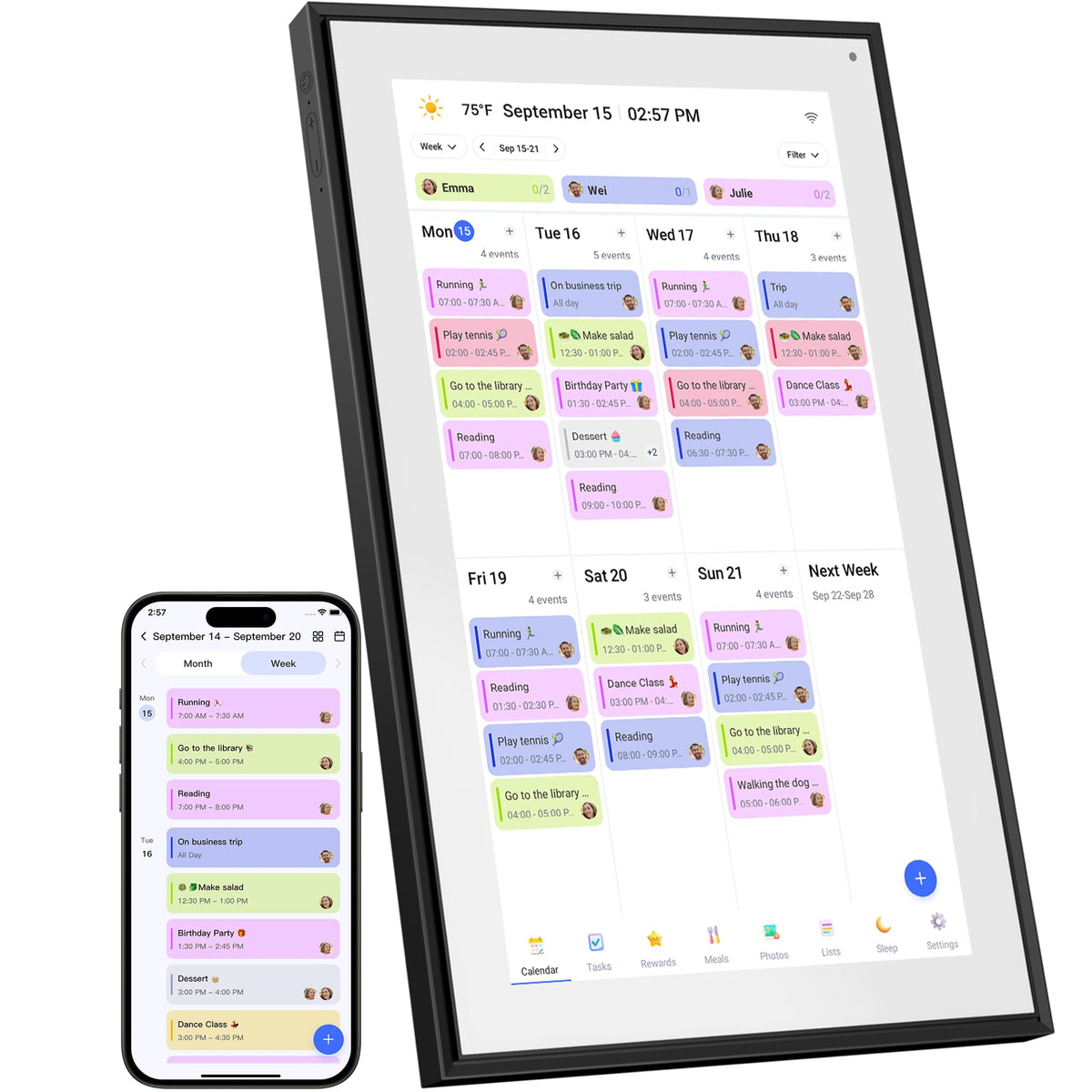 BQQJDD 15.6 Inch Digital Calendar&Chore Chart, 1920 * 1080P Full HD Touchscreen Interactive Display Smart Family Planner, Wall and Desk Mountable, Gifts for Women Men, Gifts for Mom