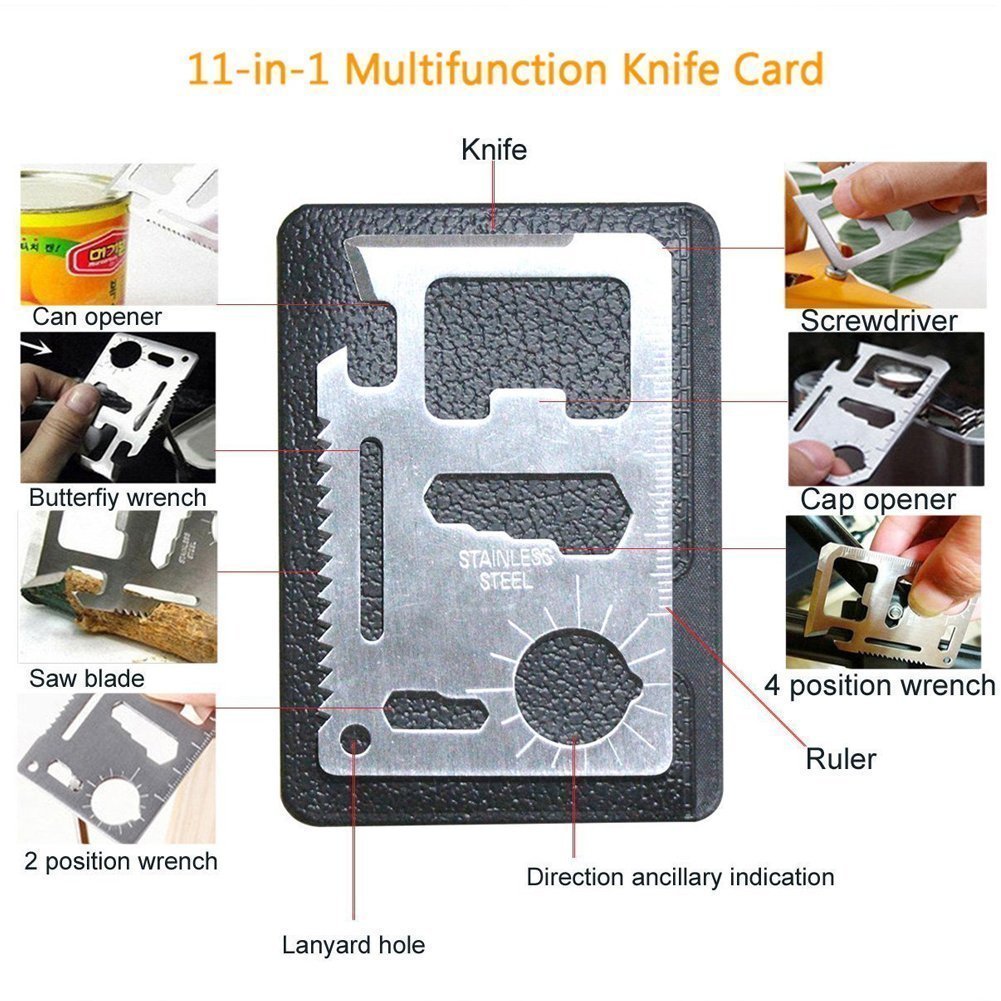 XUANLAN Emergency Survival Kit 13 in 1, Outdoor Survival Gear Tool with Survival Bracelet, Fire Starter, Whistle, Wood Cutter, Water Bottle Clip, Pen (Survival Kit 2)