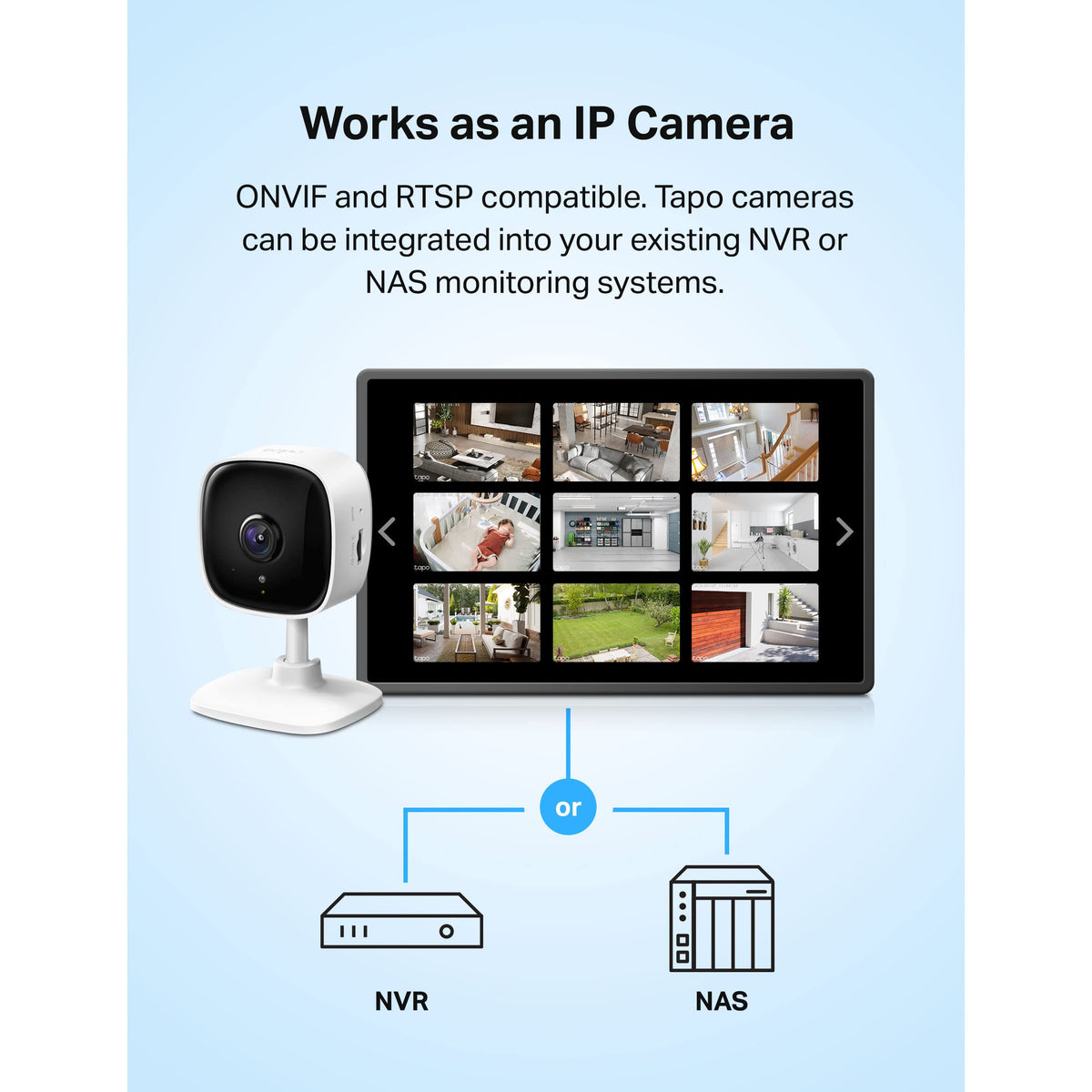 Tapo 2K Indoor Wired Security Camera - Works as a Baby Monitor & Pet Camera, Person/Motion/Baby Cry Detection, 2-Way Audio, Siren, Subscription-Free Local Storage or Optional Cloud, C110P4 (4-Pack)