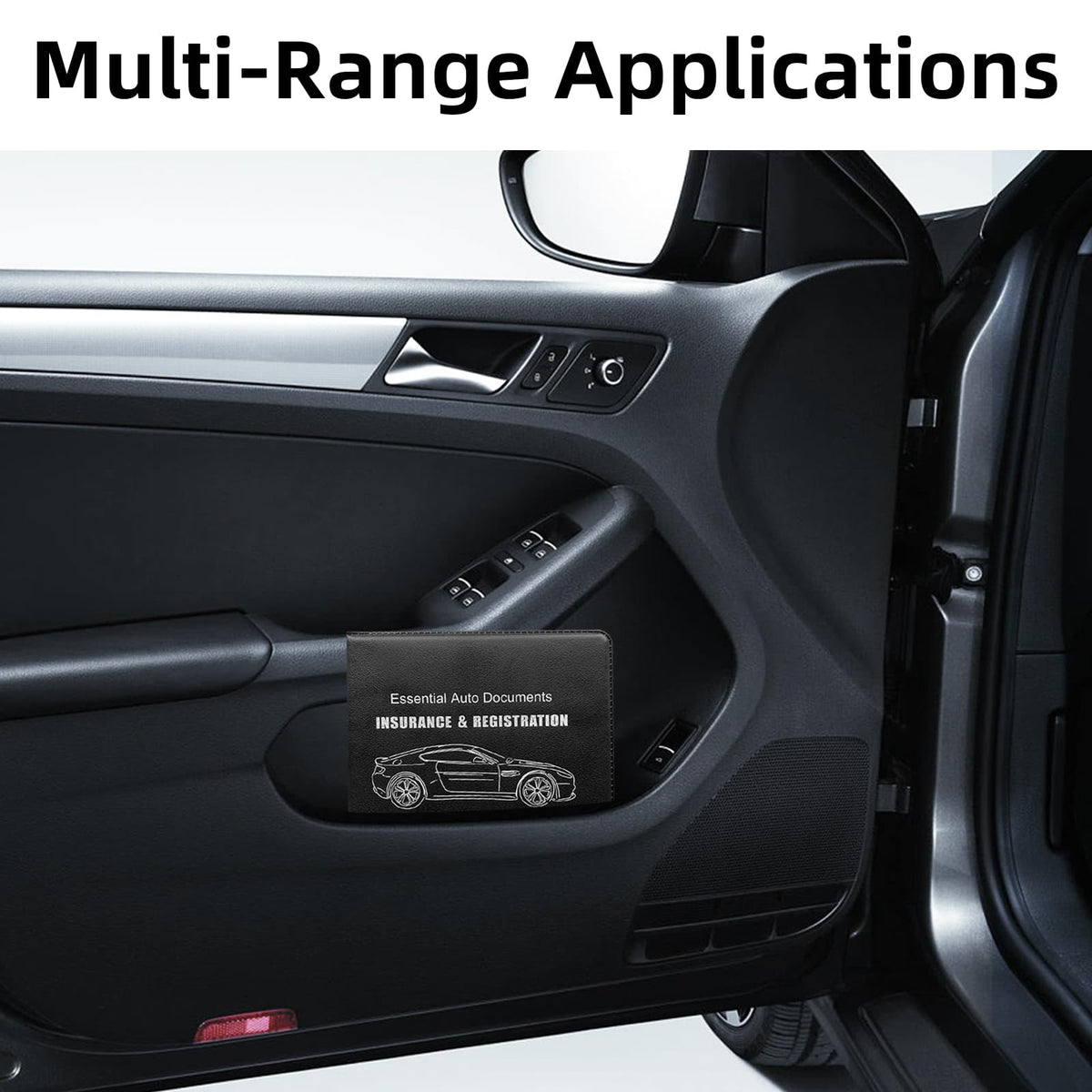 Ziciner Car Registration Insurance Holder, 2Pack Essential Auto Card Document Glove Box Organizer with Velcro Closure, Vehicle Interior Accessories Perfect for Most Car, Truck, SUV (Black/Big Car)