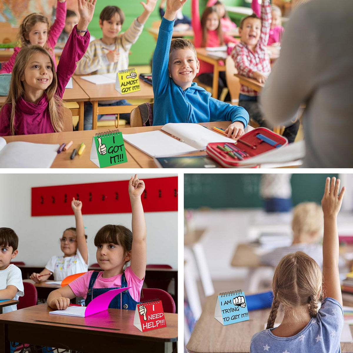 50 Pcs I Need Help Mini Flip Chart Classroom Management Tools Self Assessment Cards Classroom Students Behavior School Educational and Learning Activities Supplies for Kids Teachers