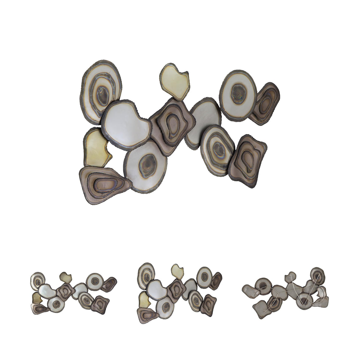 Signature Design by Ashley Worthman Contemporary Metal Abstract Wall Decor 40 x 20 Inches, Dark Brown & Light Gray
