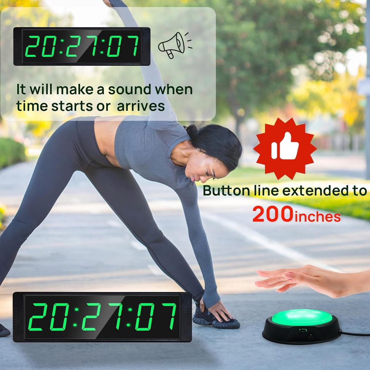 YZ Gym Clock for Home Gym with Start/Stop Button, Interval Timer for Workout, Stopwatch/Countdown Timer with Remote, 12/24H Digital Wall Clock, Portable Home Gym Accessories