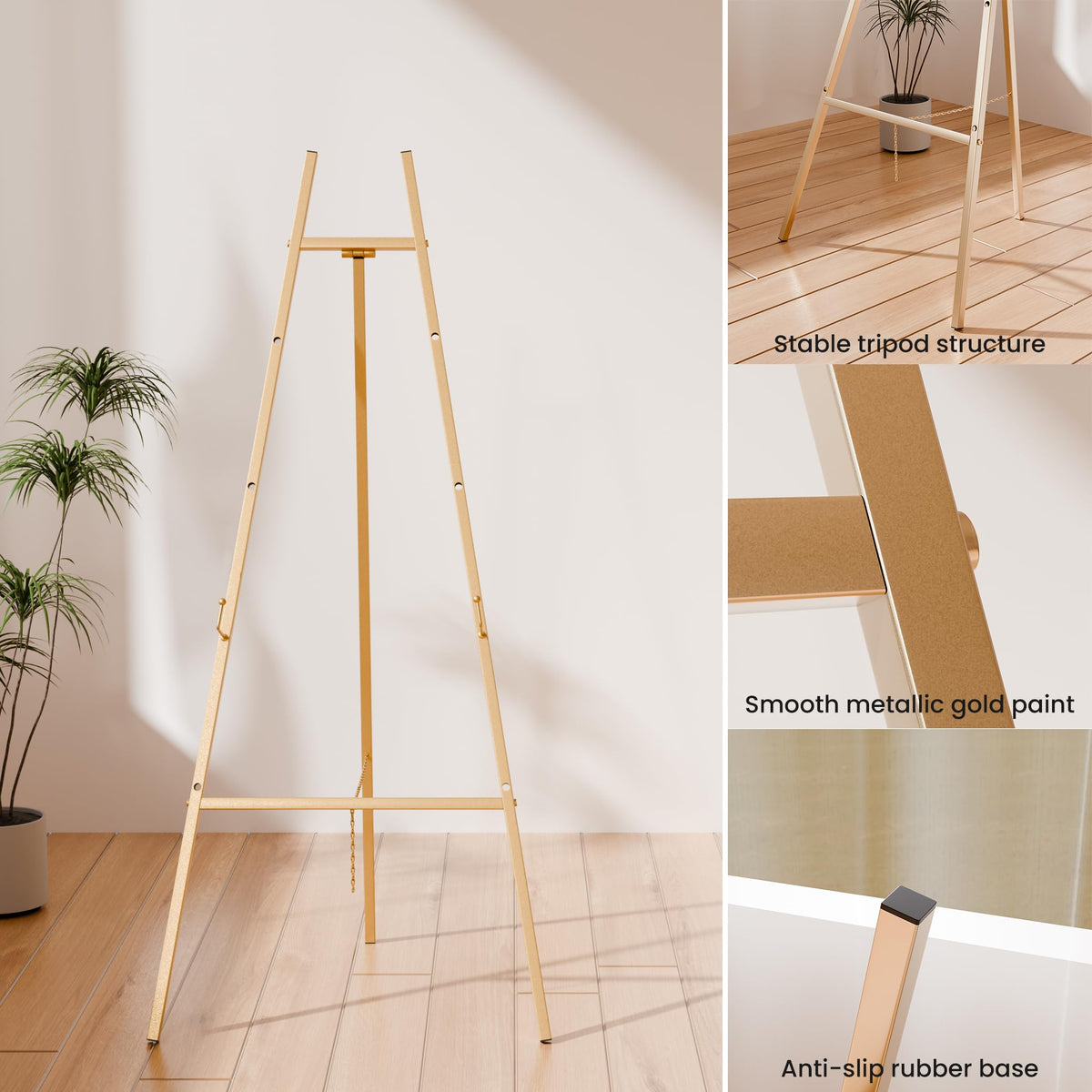 Gold Easel Stand for Sign, Heavy Duty Easel, 4-Tier AdjustableArt Easel for Painting, Wedding Sign 1pc