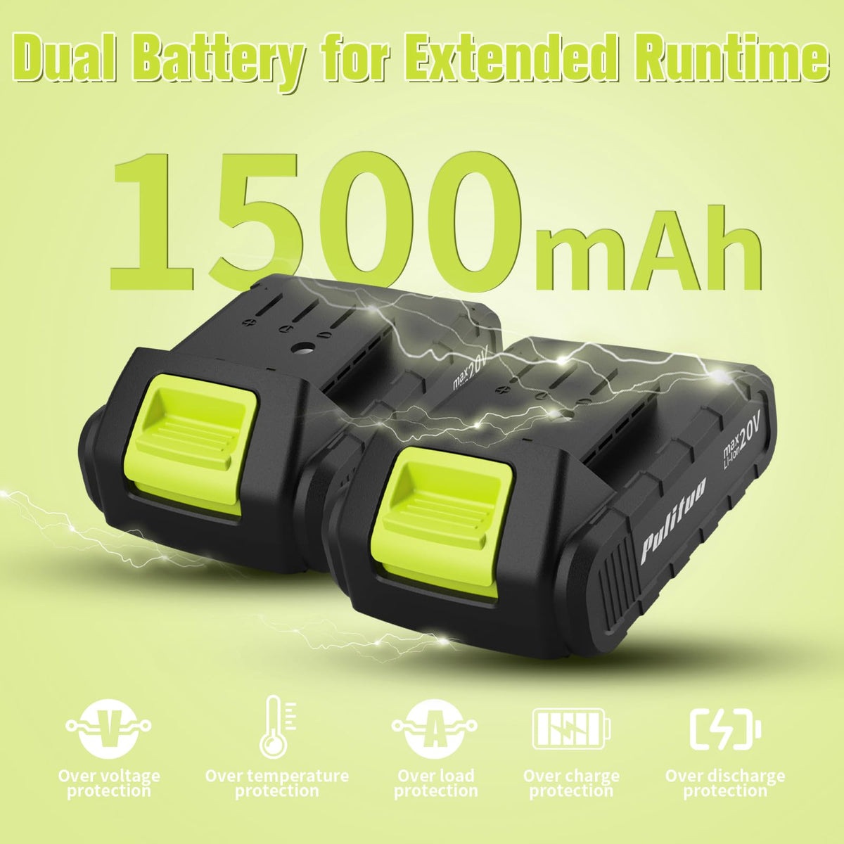 PULITUO'S 20V Cordless Drill/Driver, Electric Screwdriver - 2 Batteries, 30Nm, 21+1 Torque, 2 Speed, Keyless 3/8" Chase Drill with LED Light, Kit for Home (Green)