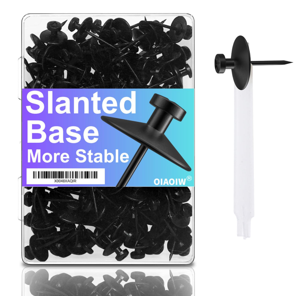 50pcs Black Thumb Tacks - Heavy Duty Double Headed Metal Wall Tacks