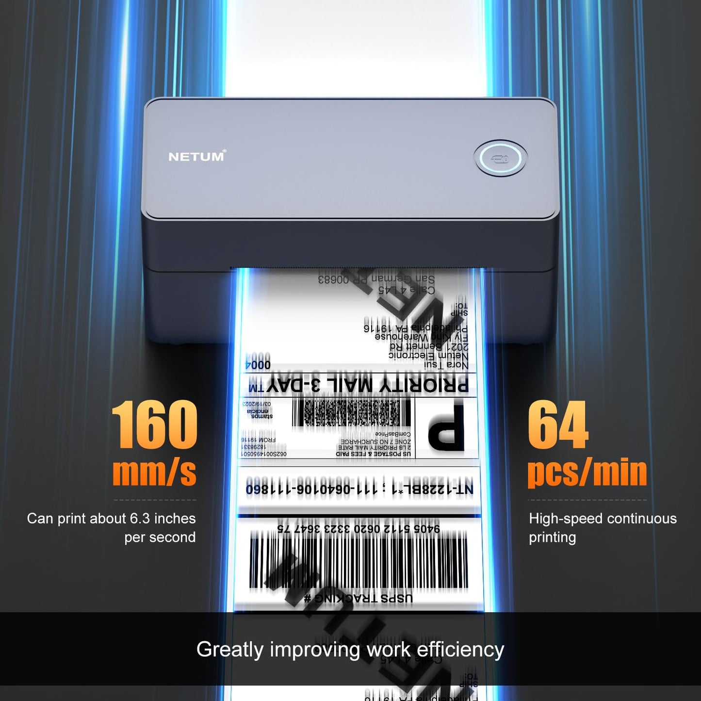NETUM Bluetooth Thermal Shipping Label Printer, Wireless 4×6 Label Maker for Small Business, Compatible with iPhone, Andorid, Windows, Mac, Widely Use for Amazon, Etsy, USPS, Shopify, FedEx