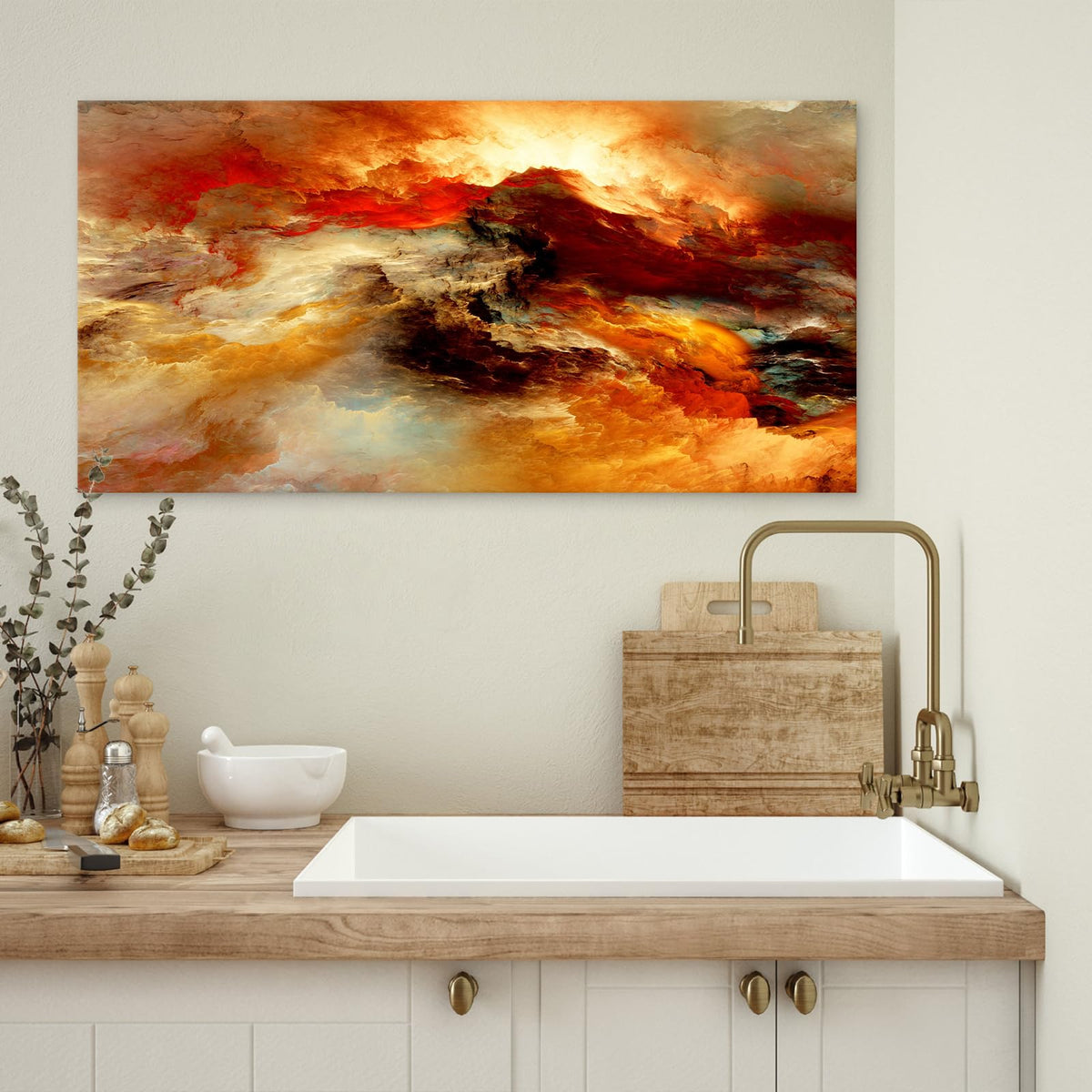 YYYYHPP YP0298 Abstract Wall Art Orange Flow Canvas Wall Art Framed Canvas Prints Painting Pictures Ready to Hang for Living Room Bedroom Kitchen Home and Office Wall Decor