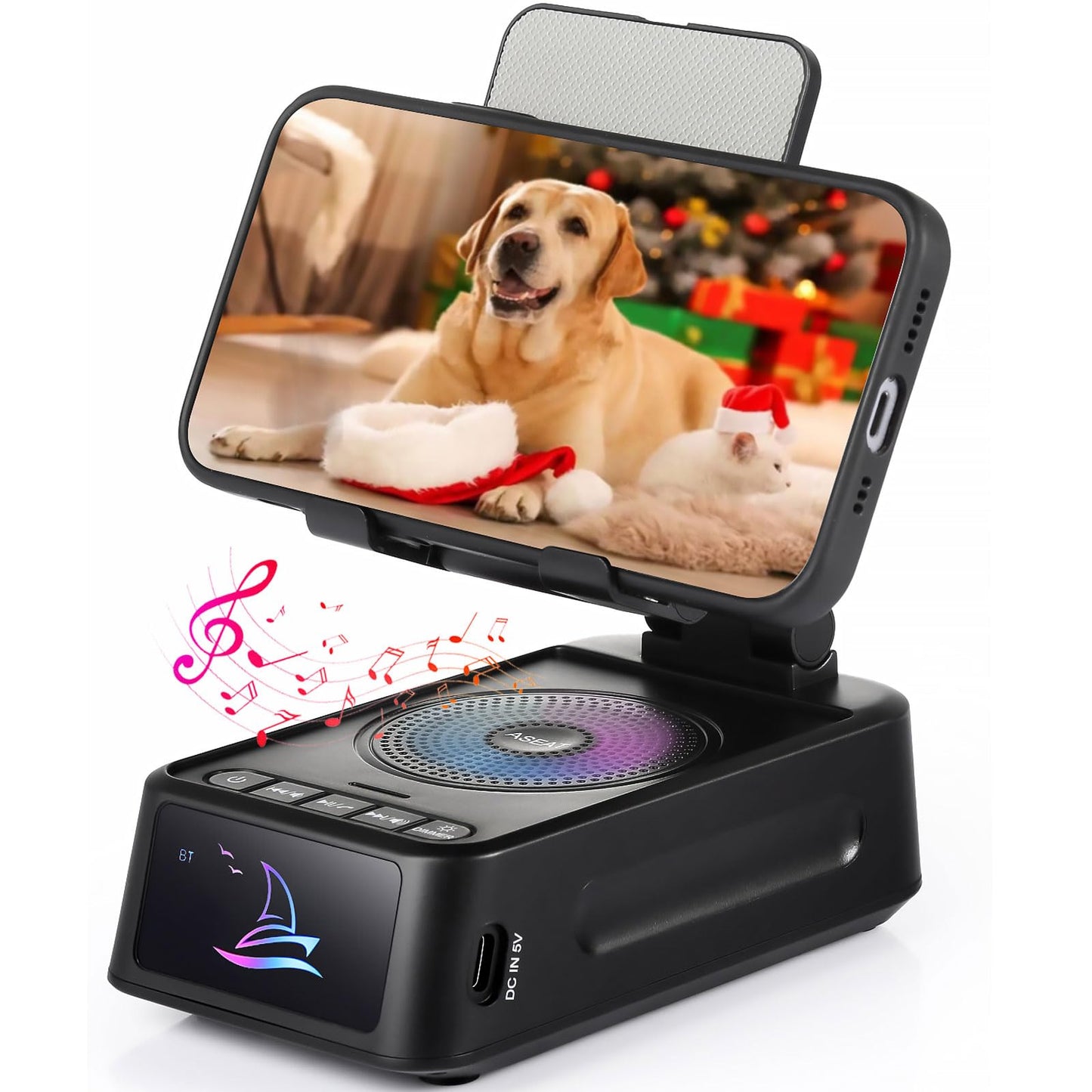 Cell Phone Stand Bluetooth Speaker for Christmas & Everyday Use - iPhone/Android Compatible, Unique Dad/Guy Gifts
