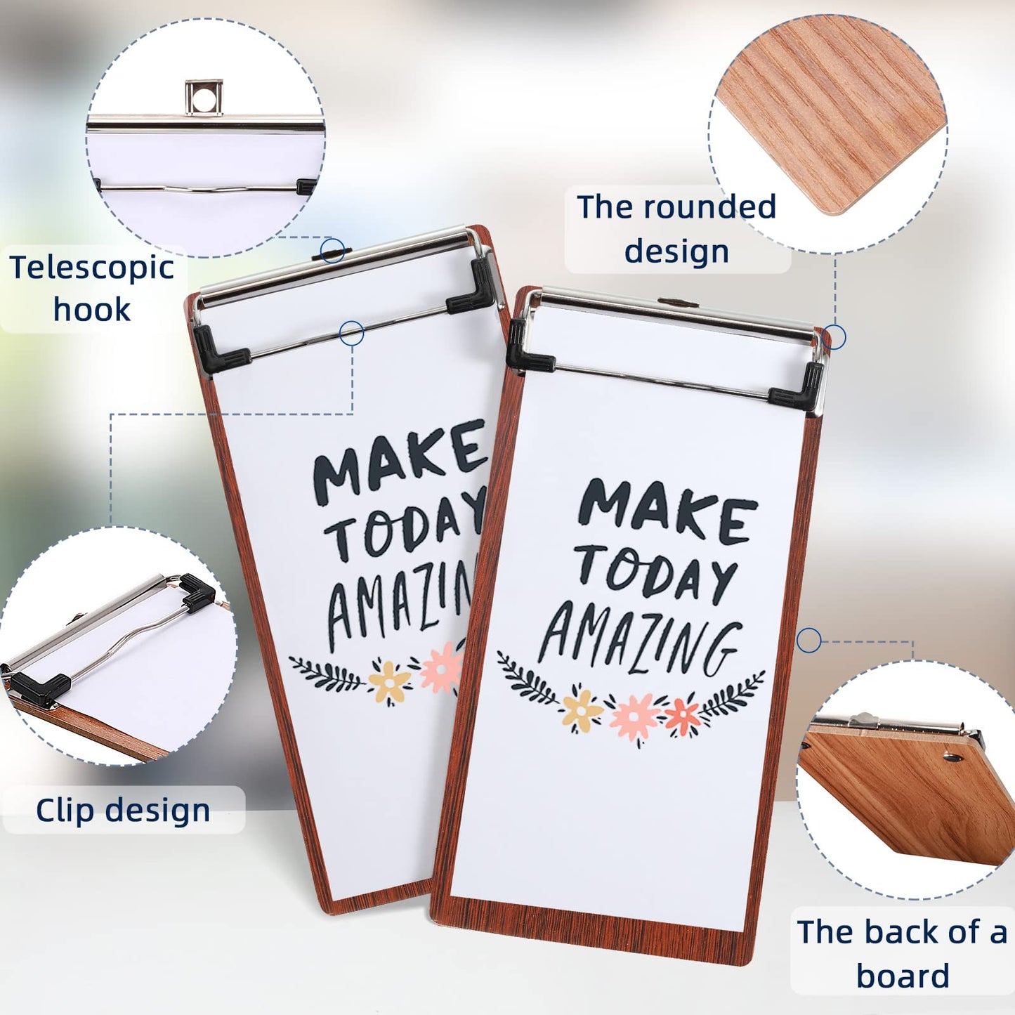 Epakh Mini Clipboard Small Clipboards Wooden Half Page Clipboard Wood Check Presenters Kids Clipboards for Restaurant School Waitress Guest Server Books Menu Holder 8 x 4 Inch (20 Pieces)