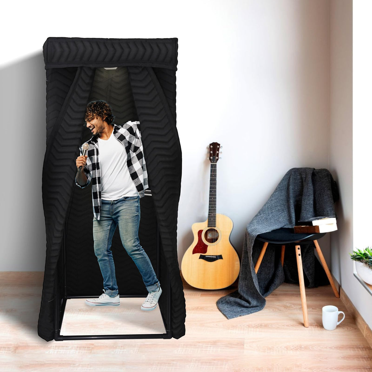 VOCTENT Portable Vocal Booth for Home Studio, Echo-Free Recording Booth for Voice Over, Podcast & Singing, 360° Reverb Isolation with Acoustic Blankets for Studio-Grade Sound